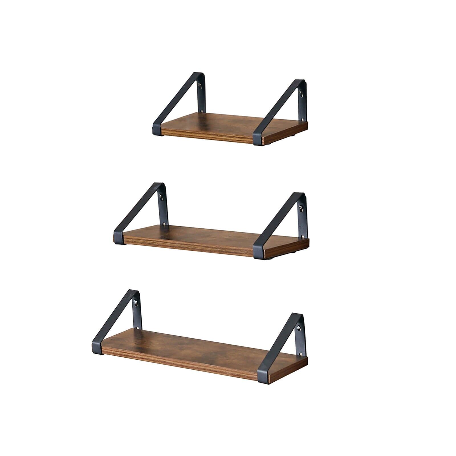 Industrial look wall shelf set of 3, 30 x 12 x 11 cm (L x W x H) - Medium shelf dimensions: 35 x 12 x 11 cm (L x W x H) - Large shelf dimensions: 40 x 12 x 11 cm