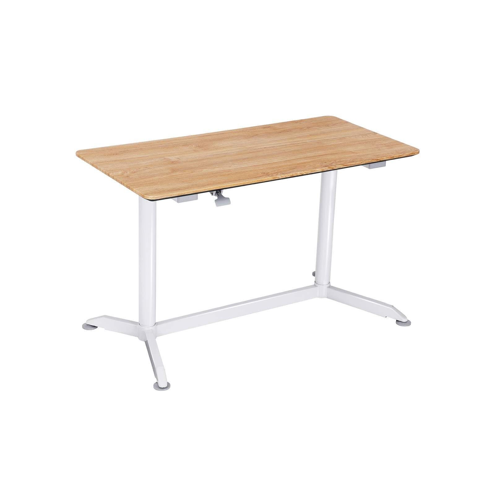 Bureau d'ordinateur moderne en blanc et couleurs naturelles, 120 x 60 cm - Hauteur : 72-112 cm