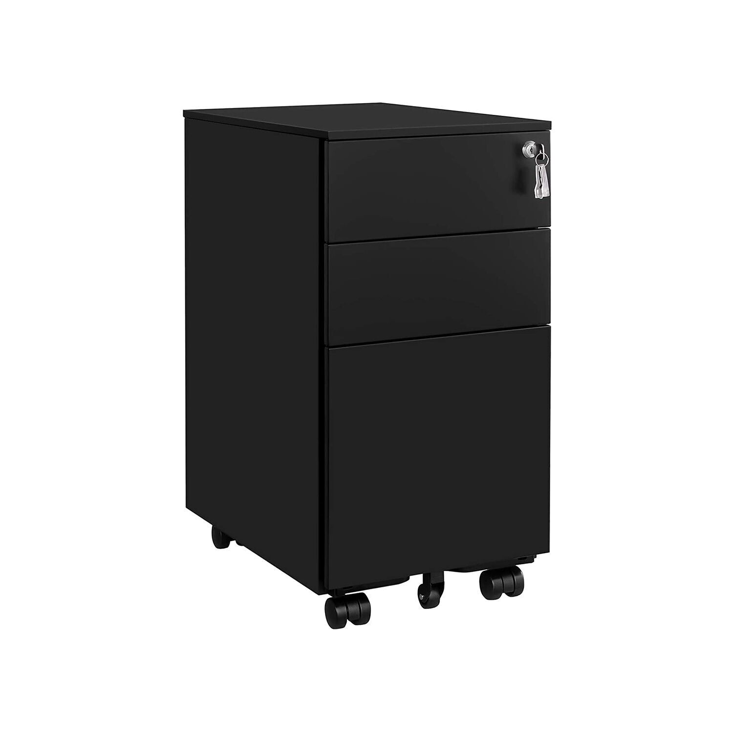 Mobile container with wheels and lock black, 39 x 60 x 52 cm