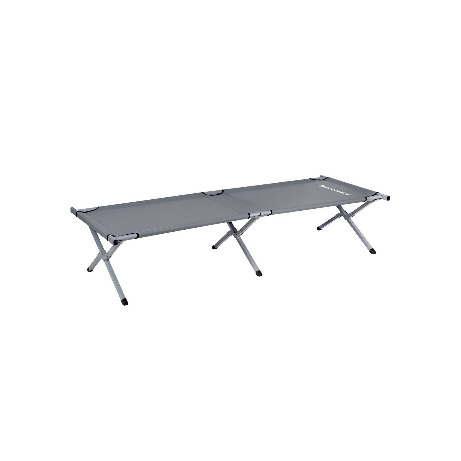 Lit de camping 210 x 72 x 45 cm gris