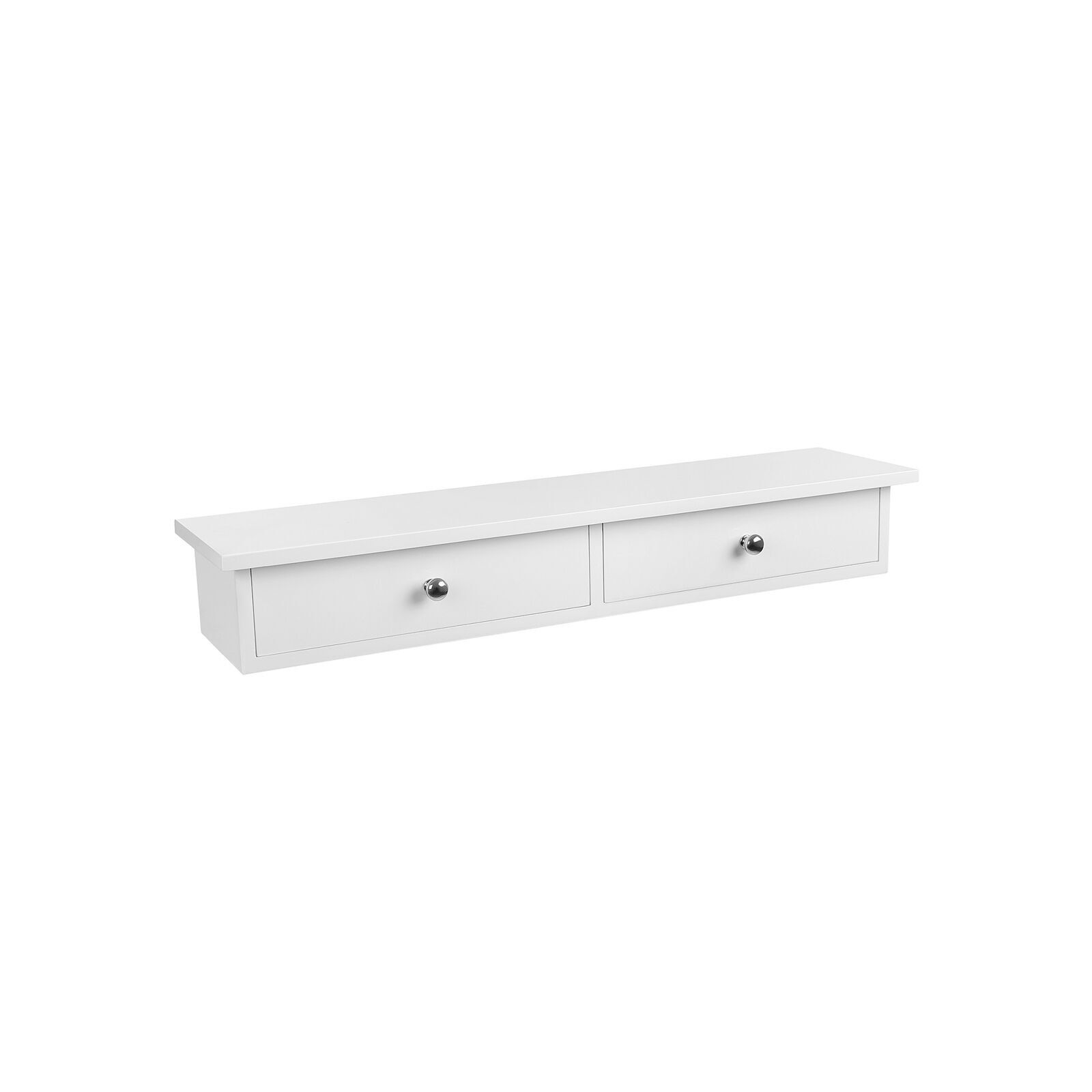 Wall shelf with 2 drawers, white, 65 x 15 x 10 cm