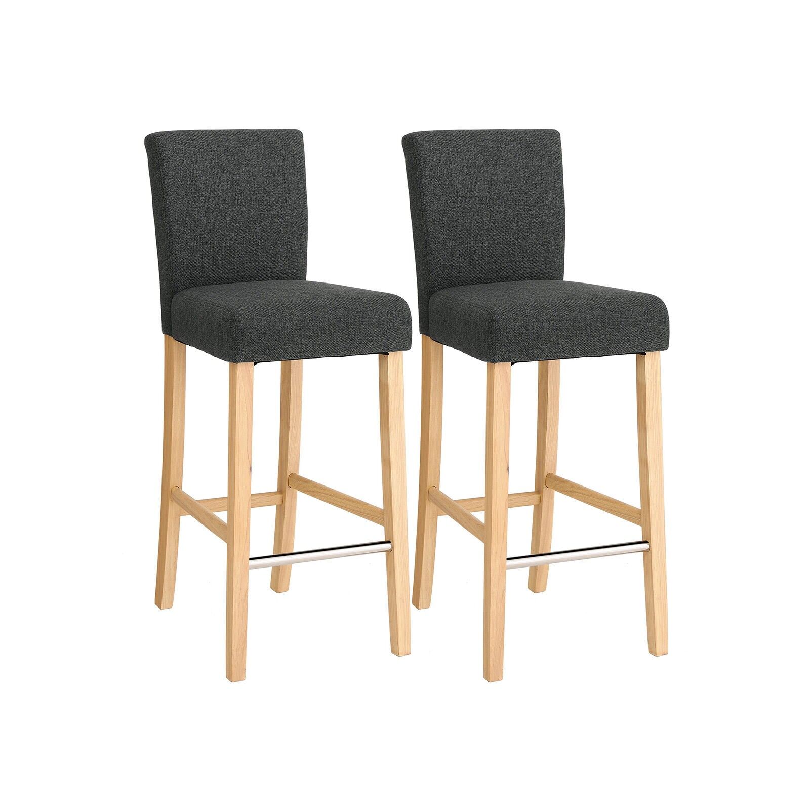 Bar stools set of 2, dark gray, 39 x 99.5 x 51.5 cm (W x H x D) - Seat height: 71 cm; Seat depth: 36 cm; Seat width: 39 cm