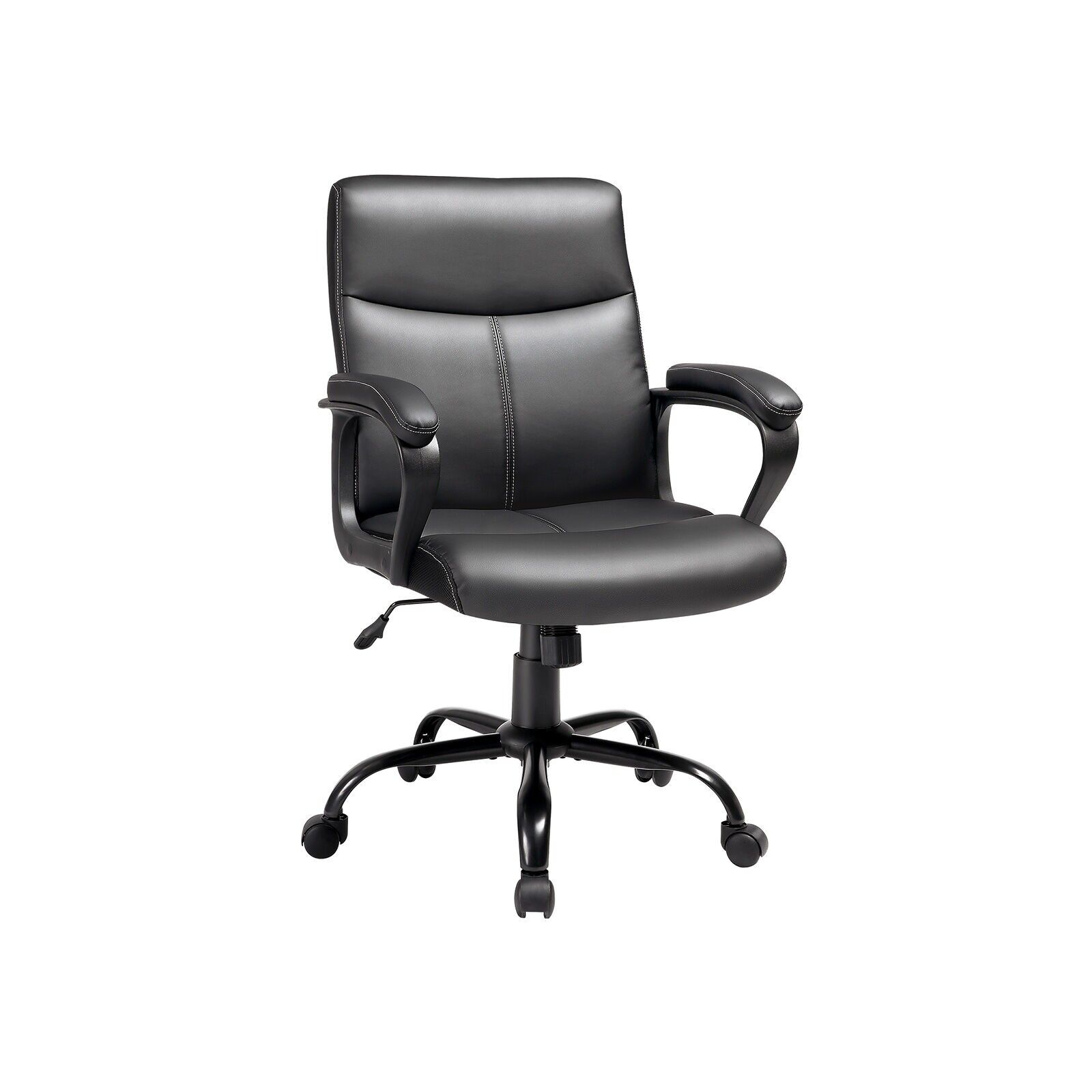 Fauteuil de direction avec revêtement en similicuir noir, 65 x 63 x 93-103 cm