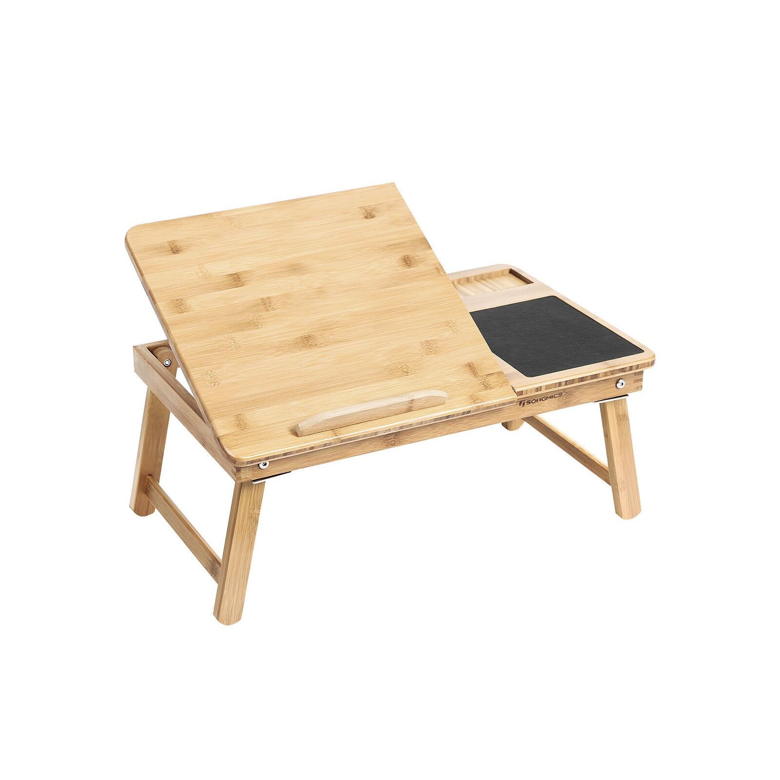 Table pour ordinateur portable avec tiroir en bambou, 55 x 23 x 35 cm