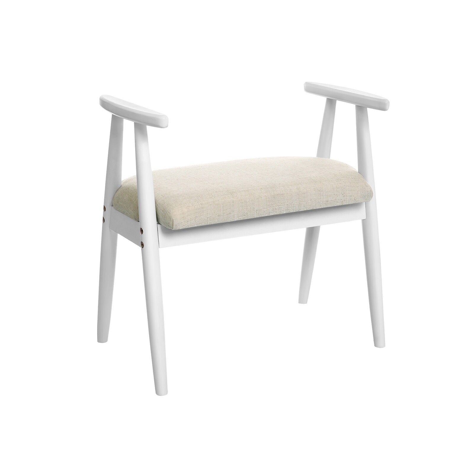 Tabouret de coiffeuse rembourré blanc, 58 x 35 x 58 cm