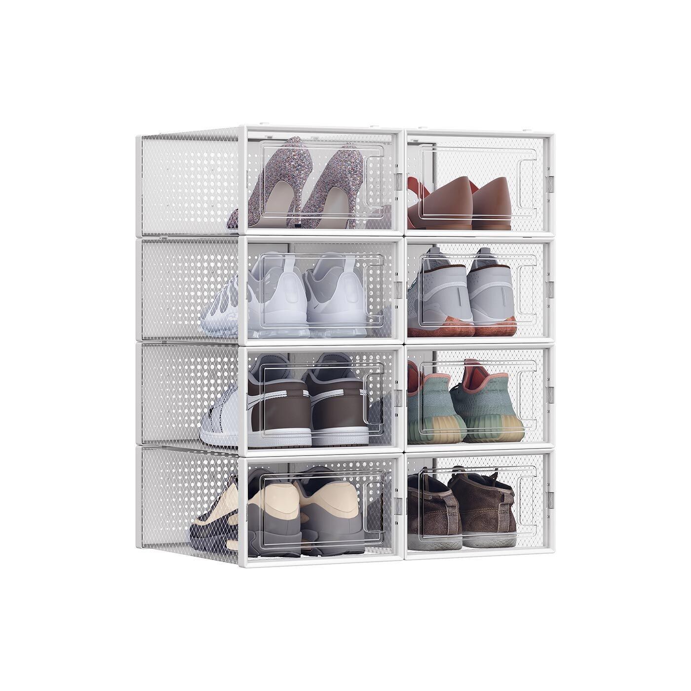 Lot de 8 boîtes à chaussures pliables, 33.3 x 23 x 14 cm (L x W x H) Internal dimensions per box: 30 x 22.5x13.5 cm