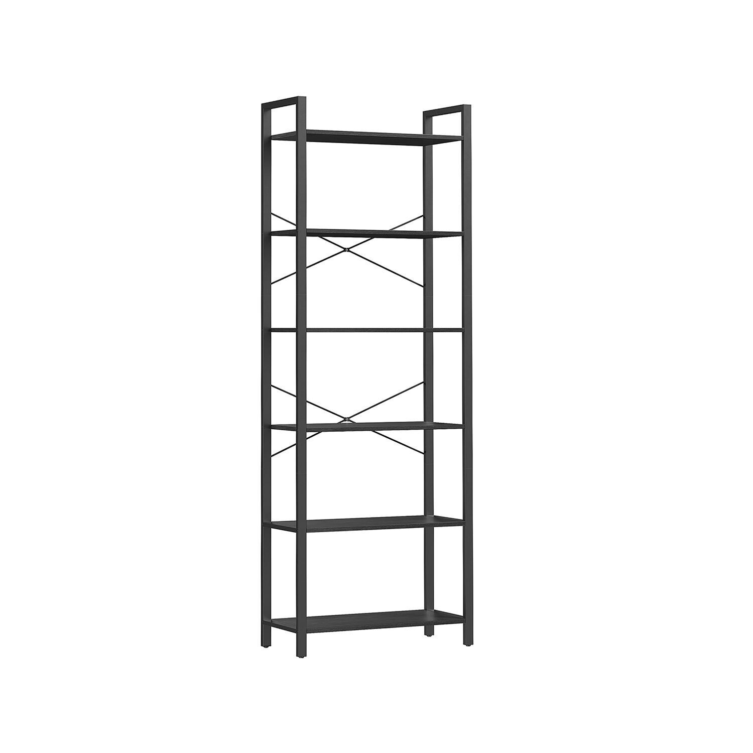 Librería de acero de 6 niveles, 30 x 66 x 186 cm
