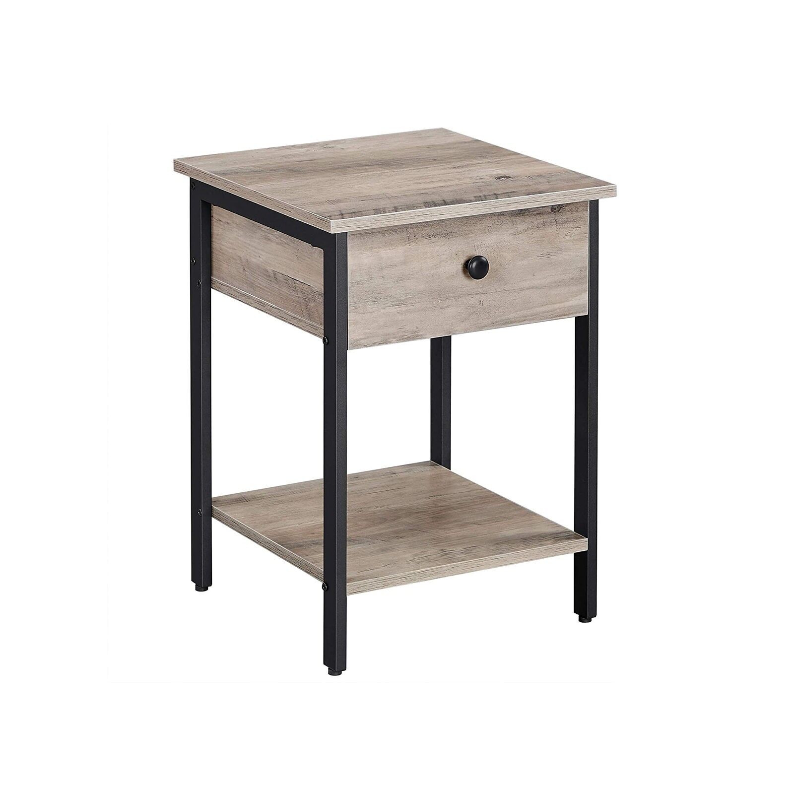 Bedside table greige-black, 40 x 40 x 55 cm