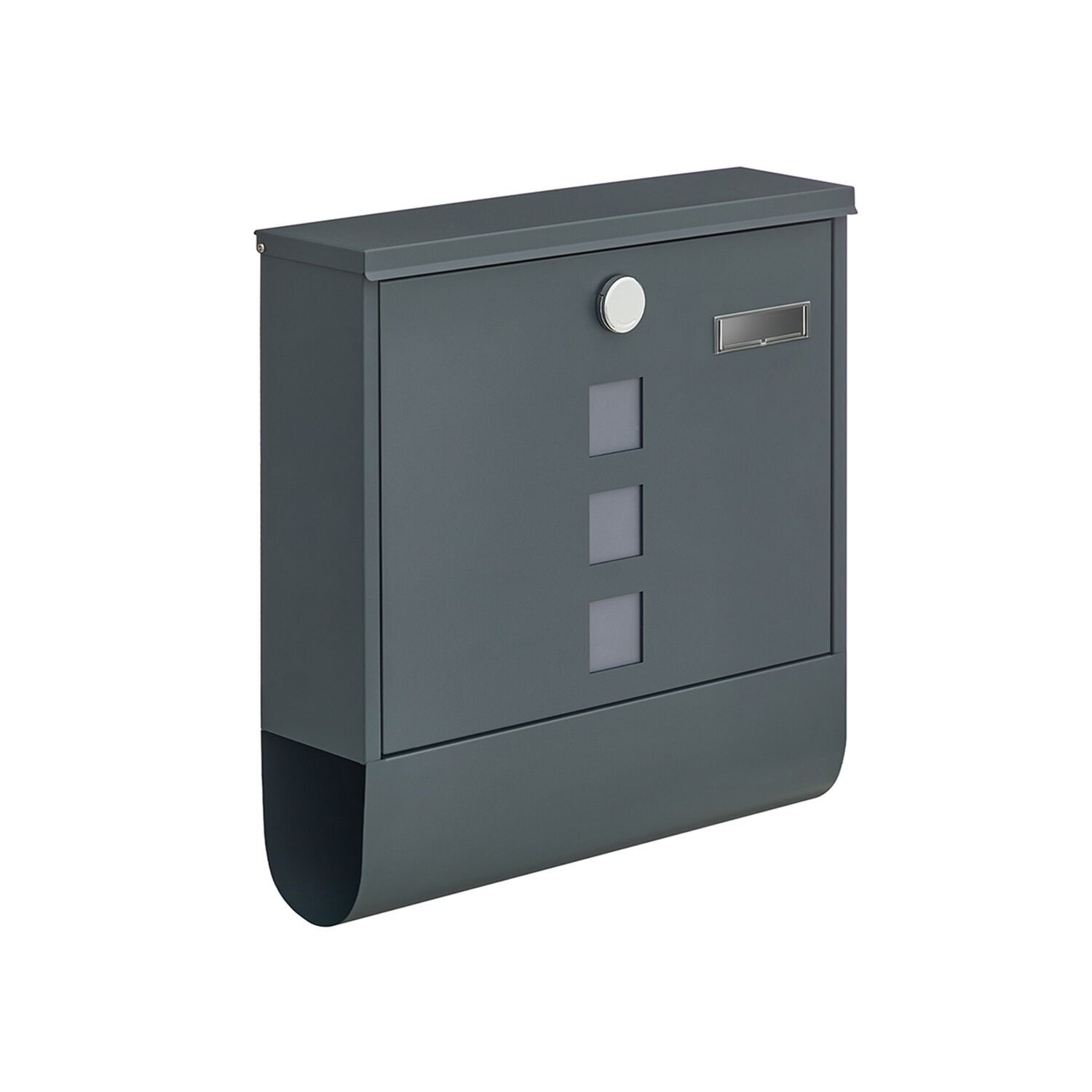 Briefkasten mit Schloss und Zeitungsfach, anthrazit, 11 x 37 x 37 cm