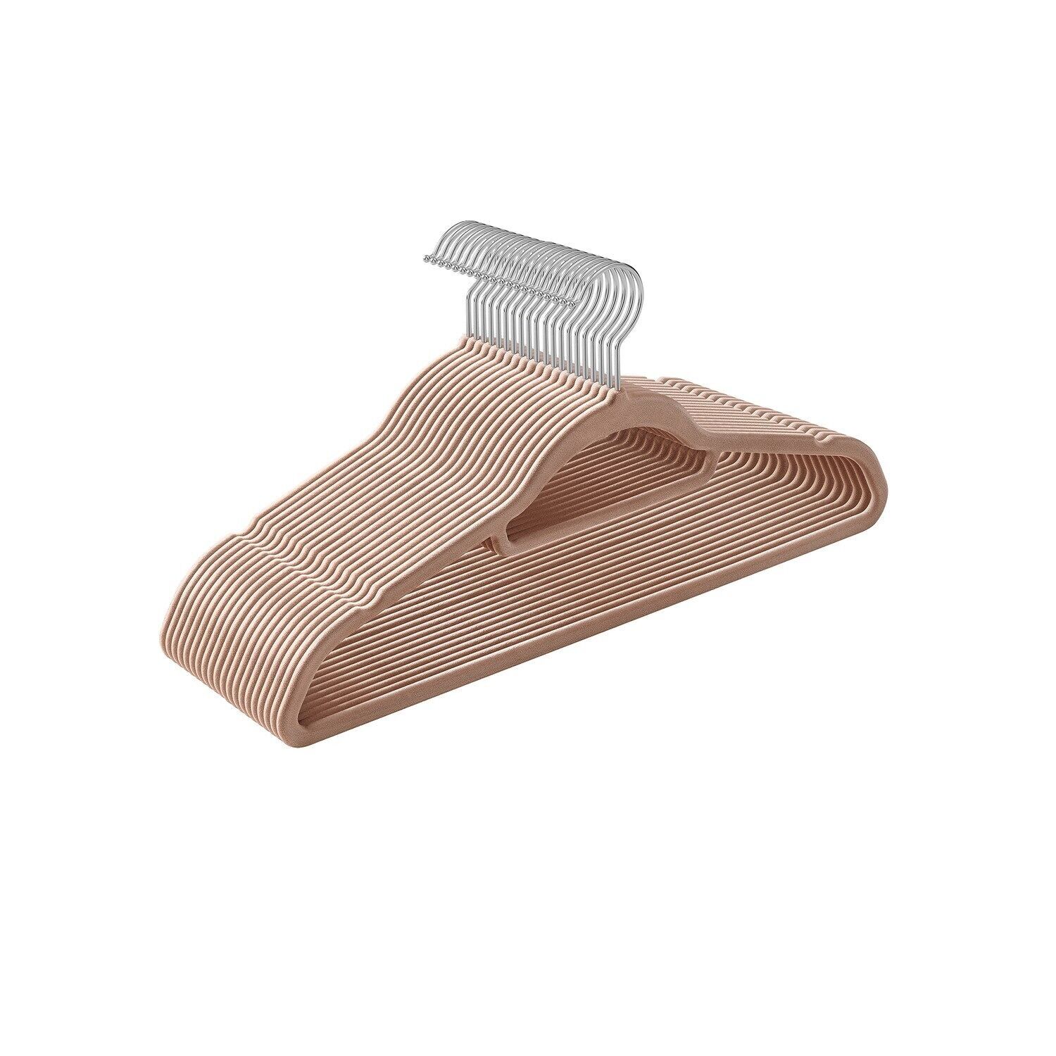 20er Set Kleiderbügel Samt, Hellbraun, 43.5 x 0.6 x 22.5 cm