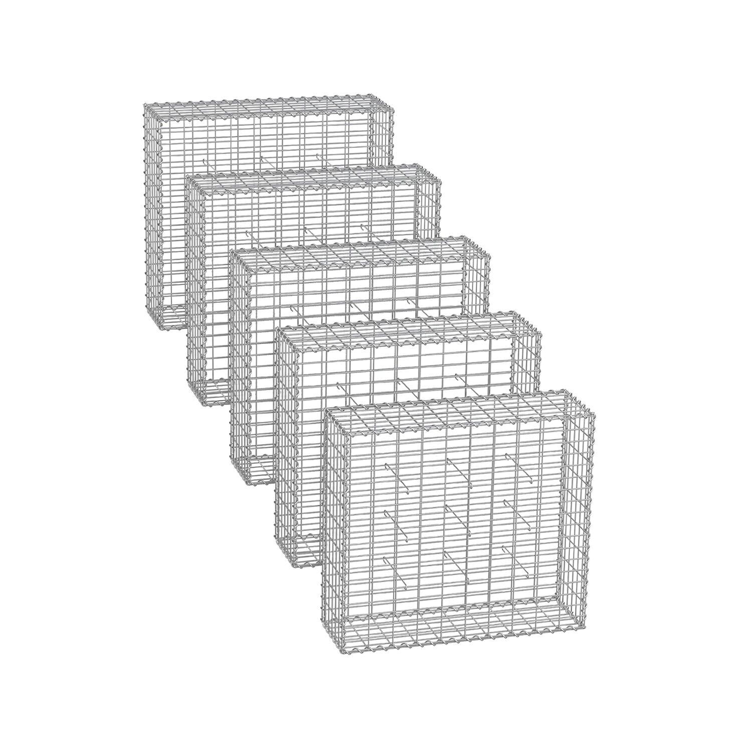 Gabionenkörbe mit Maschenweite 5 x 10 cm, 5er-Set