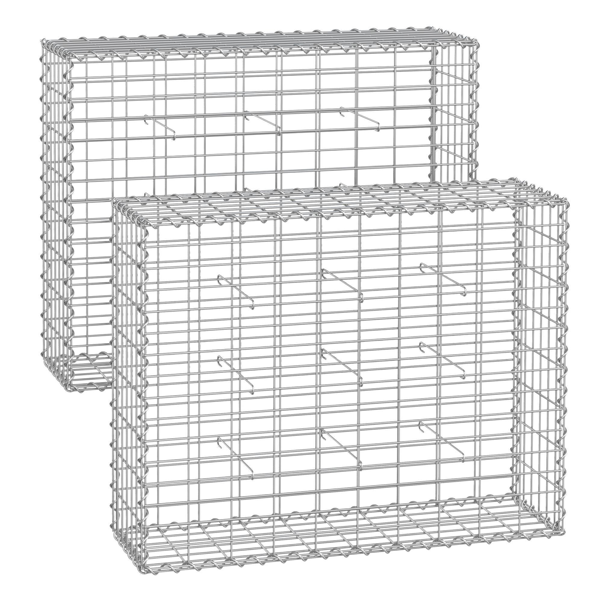 Gabion baskets 100 x 80 x 30 cm set of 2 silver