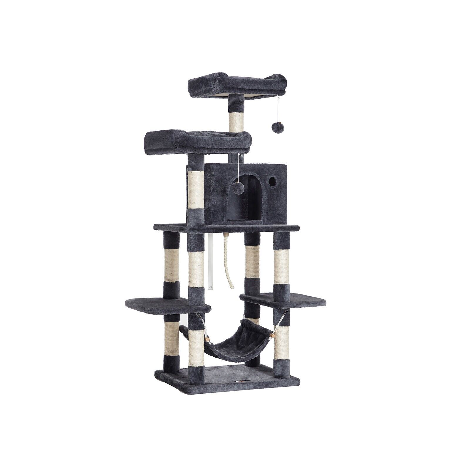 Arbre à chat avec griffoir et boules de poils, 55 x 45 x 150 cm
