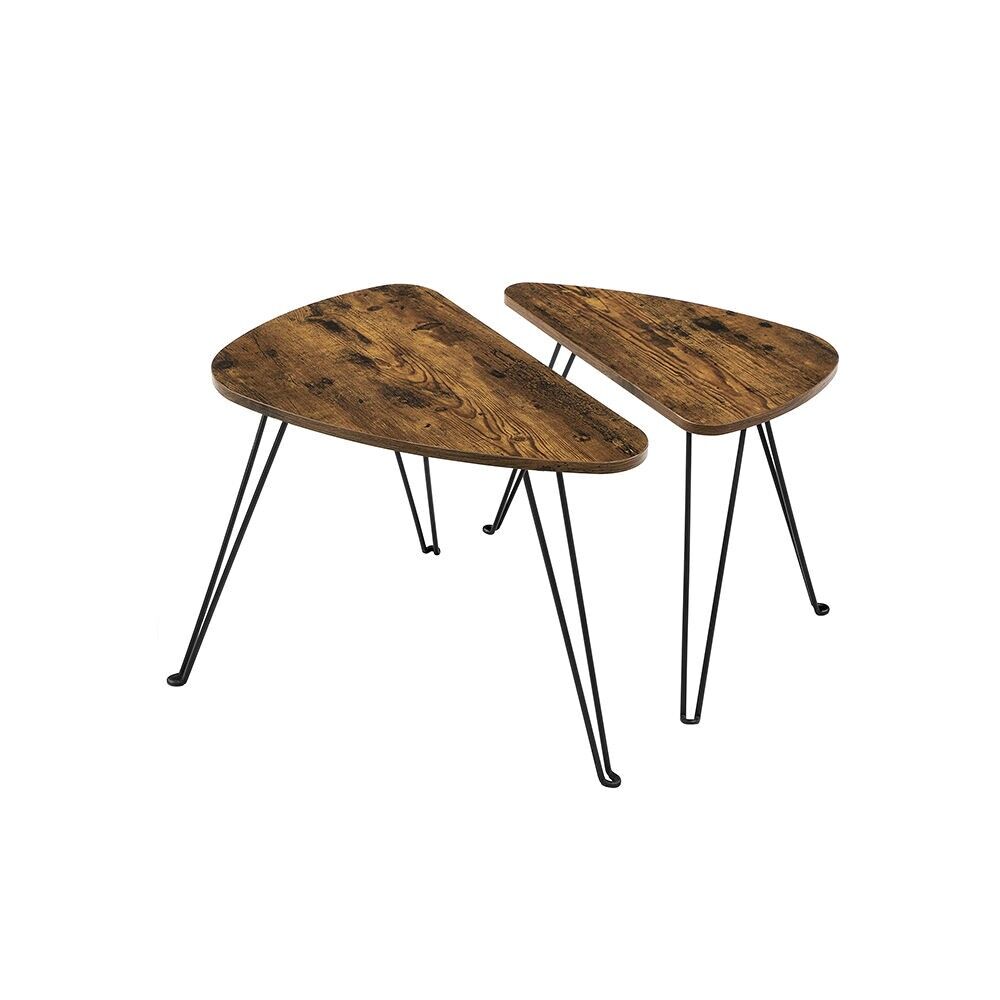 Ensemble de 2 tables basses d'appoint, 60 x 38 x 47.5 cm (L x l x H) - Dimensions de la petite table basse : 52 x 31.5 x 42.5 cm