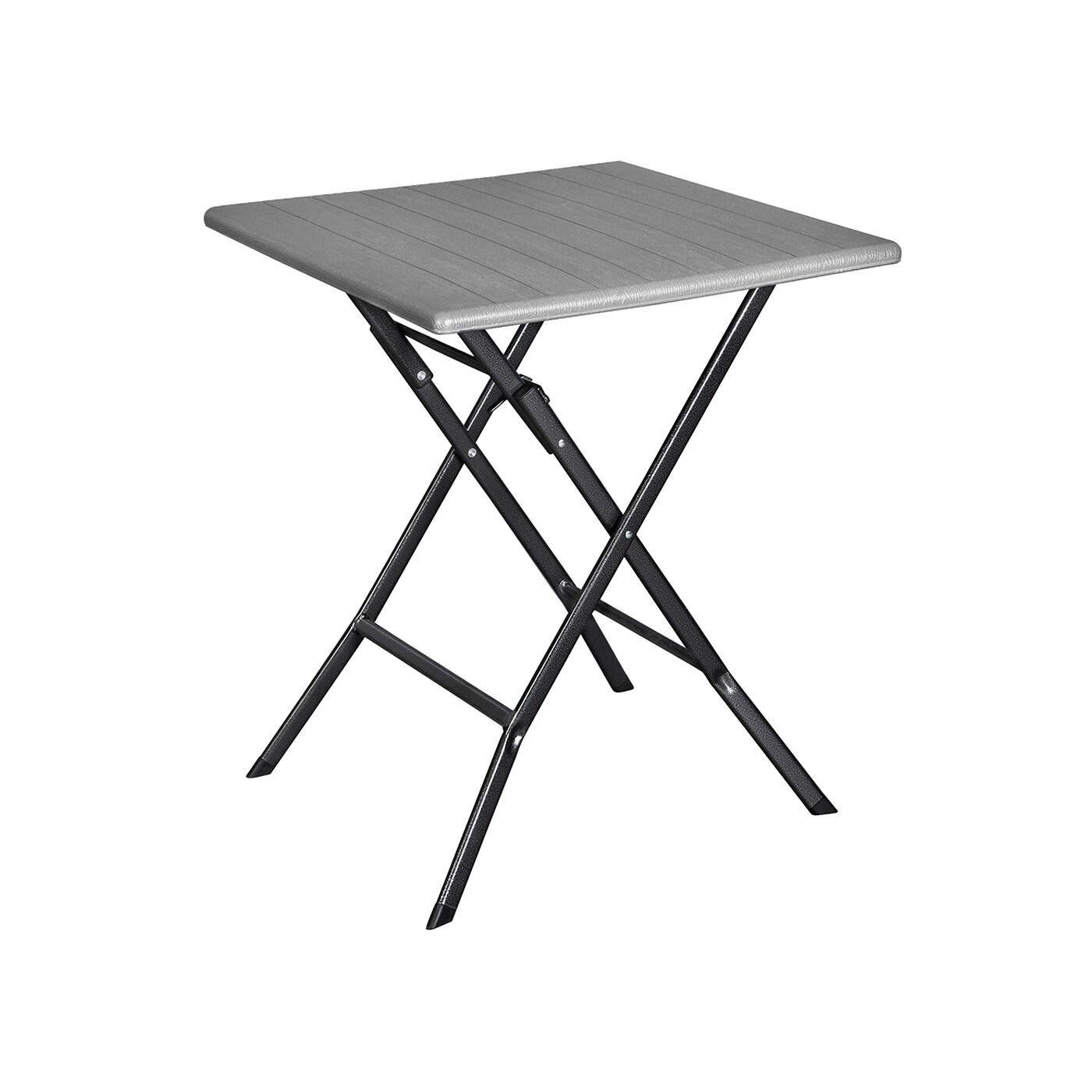 Table pliante aspect bois gris, 62 x 62 x 73 cm