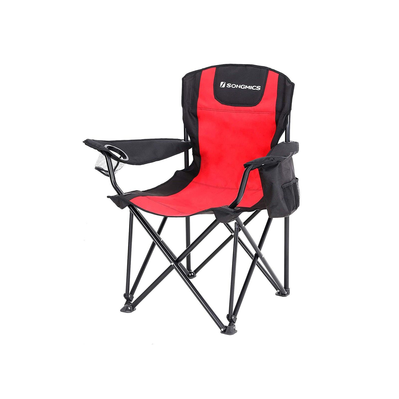 Chaise de camping rouge-noir, 90 x 60 x 103 cm