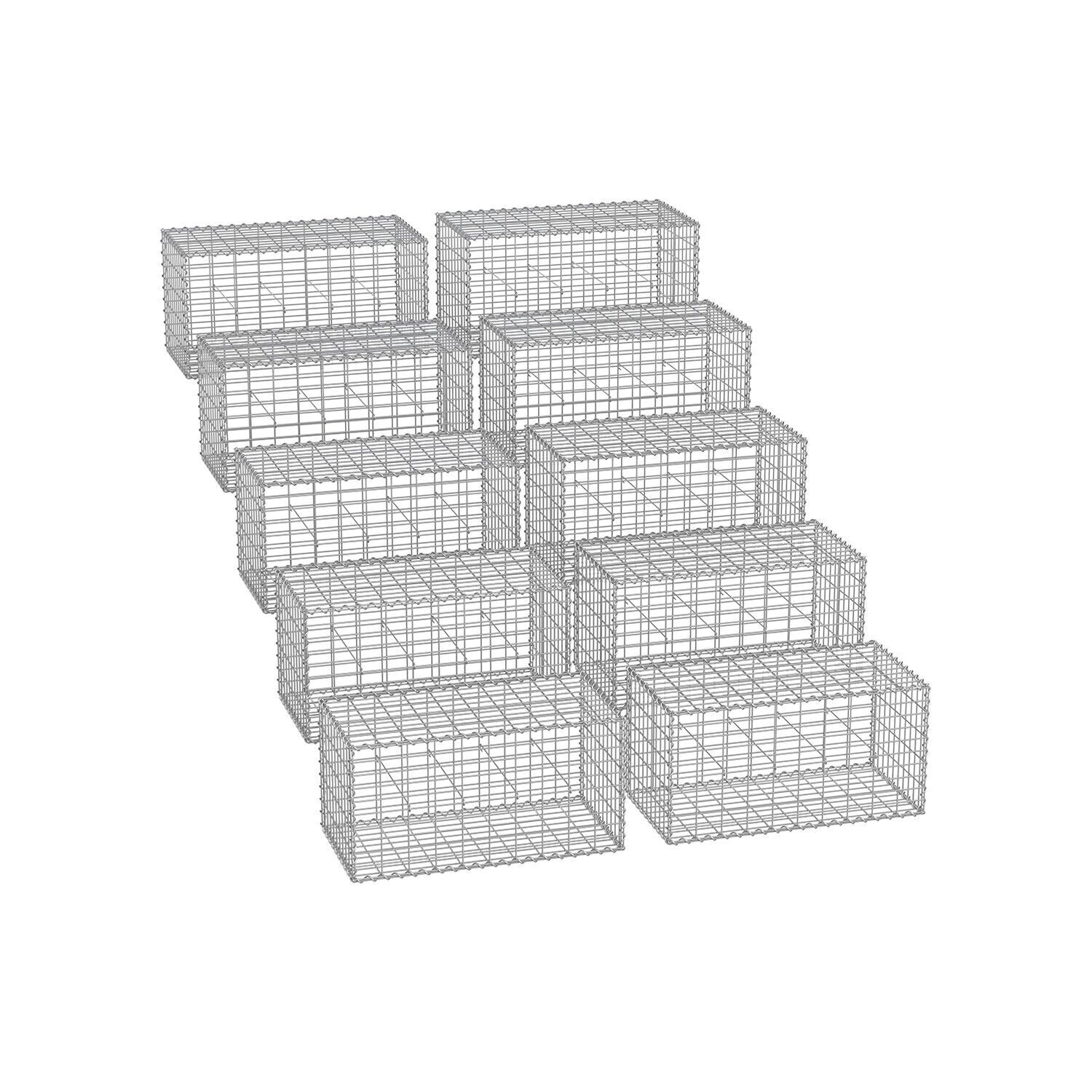 Panier métallique avec maille de 5 x 10 cm pour pierres, lot de 10