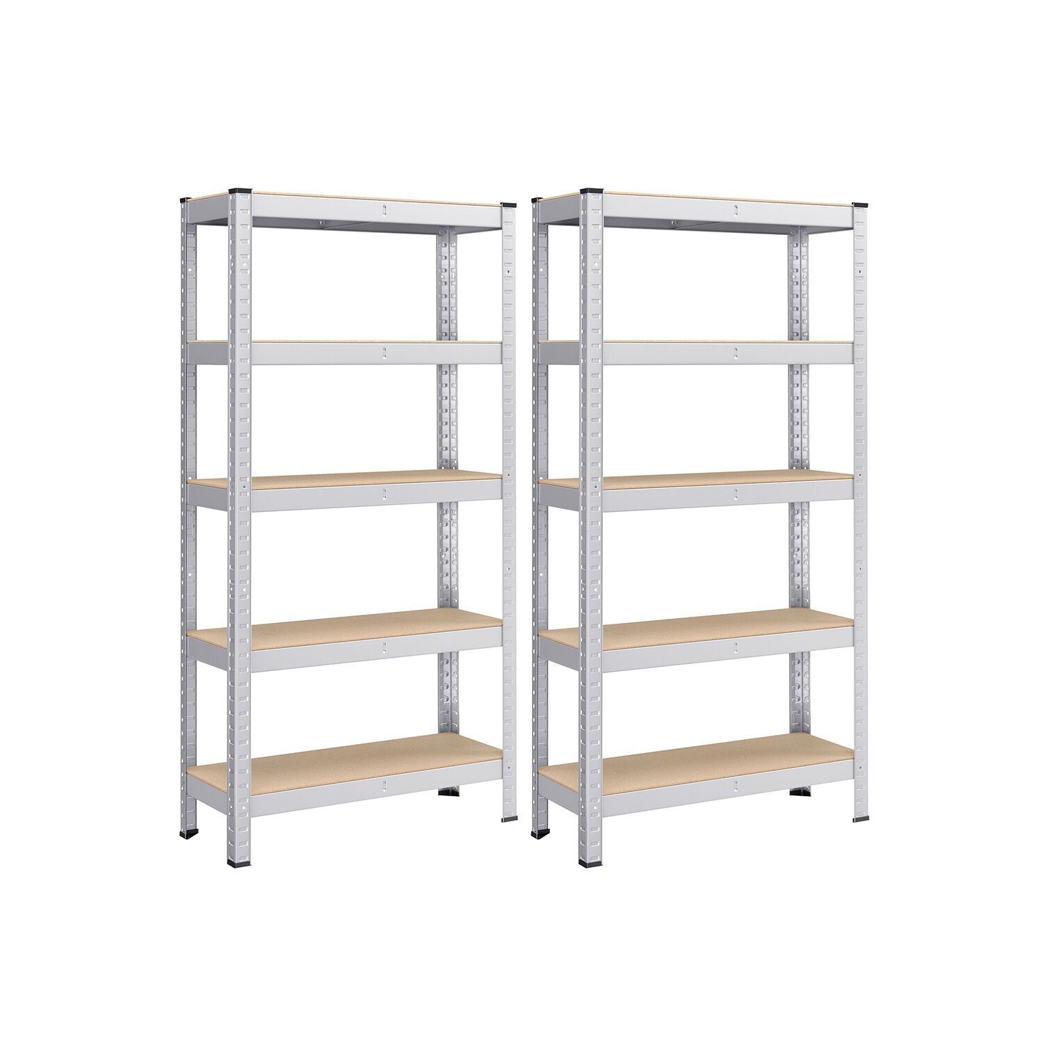 Étagère robuste avec cadre en acier argenté, 150 x 75 x 30 cm