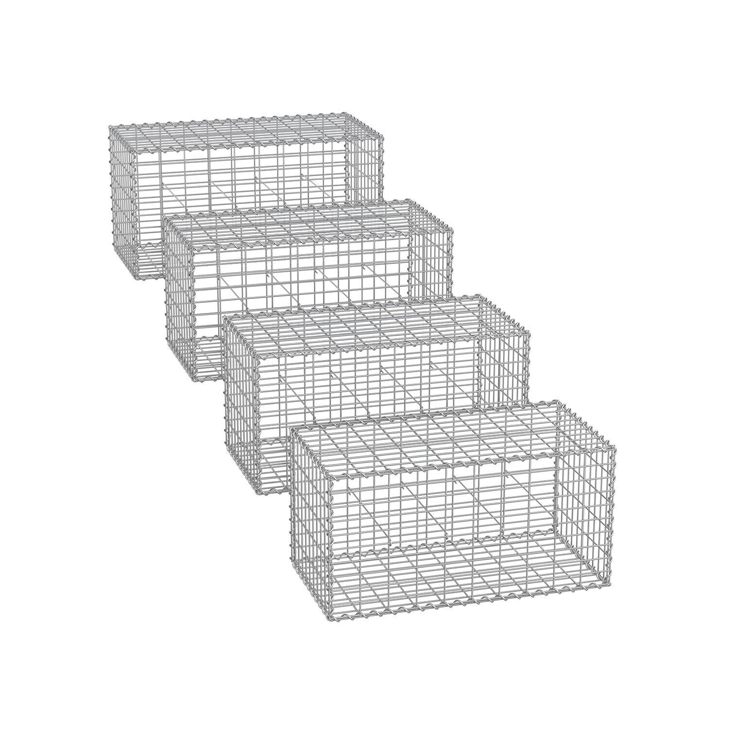 Gabions paniers 100 x 30 x 30 cm lot de 4 argent