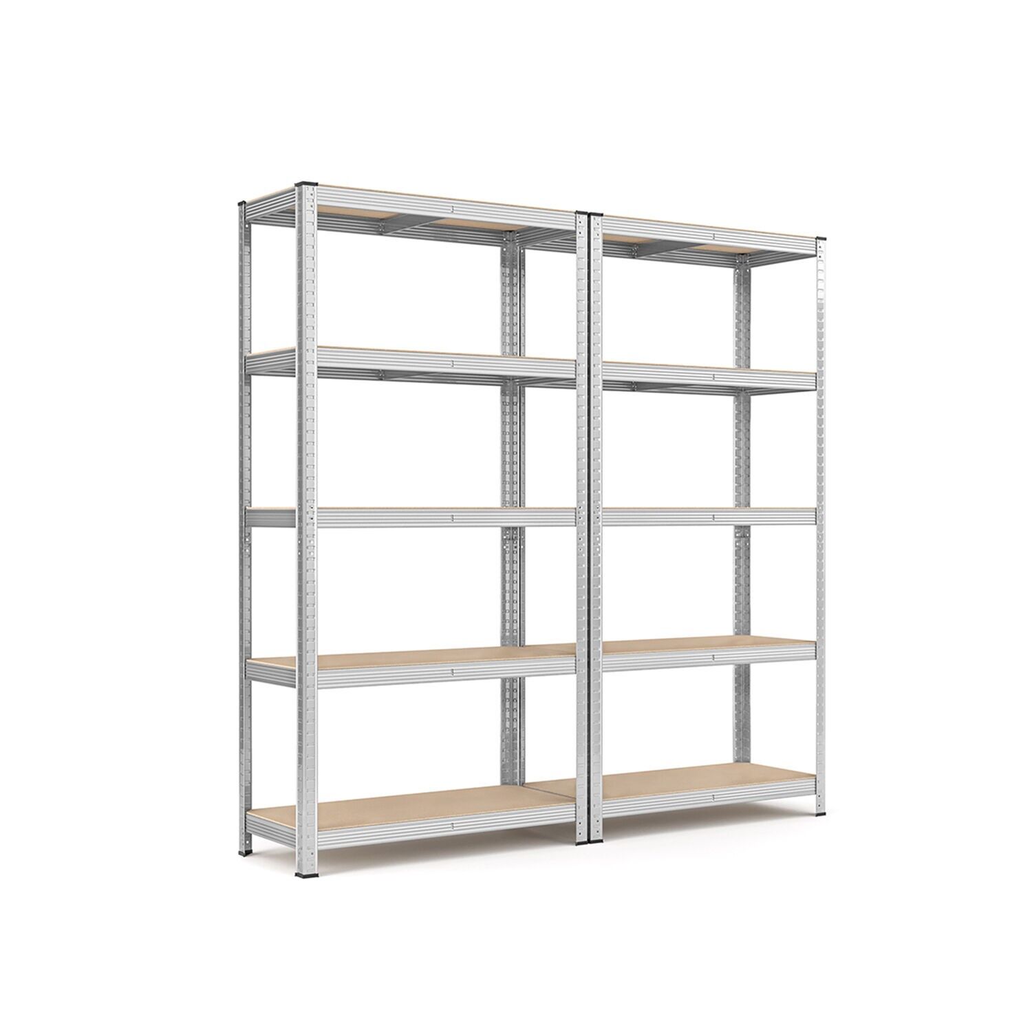 Set of 2 silver storage shelves, 180 x 90 x 40 cm