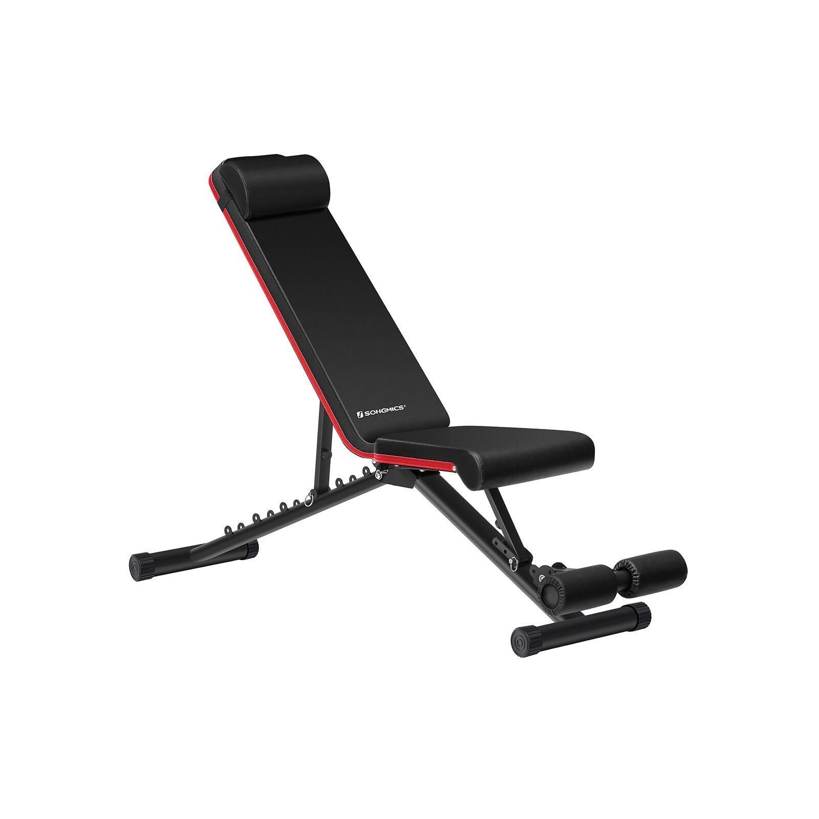 Weight bench black-red, (26-30) x 81 cm (L x W) Seat dimensions: (36-36.5) x 40 cm (L x W) Thickness of backrest and seat: 5 cm Seat height: 40 cm