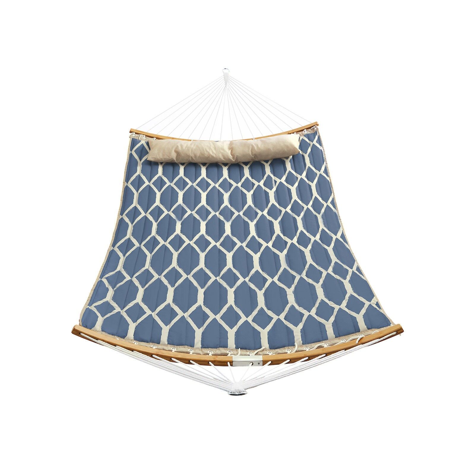 Hamaca rombos azules y beige, 200 x 140 cm