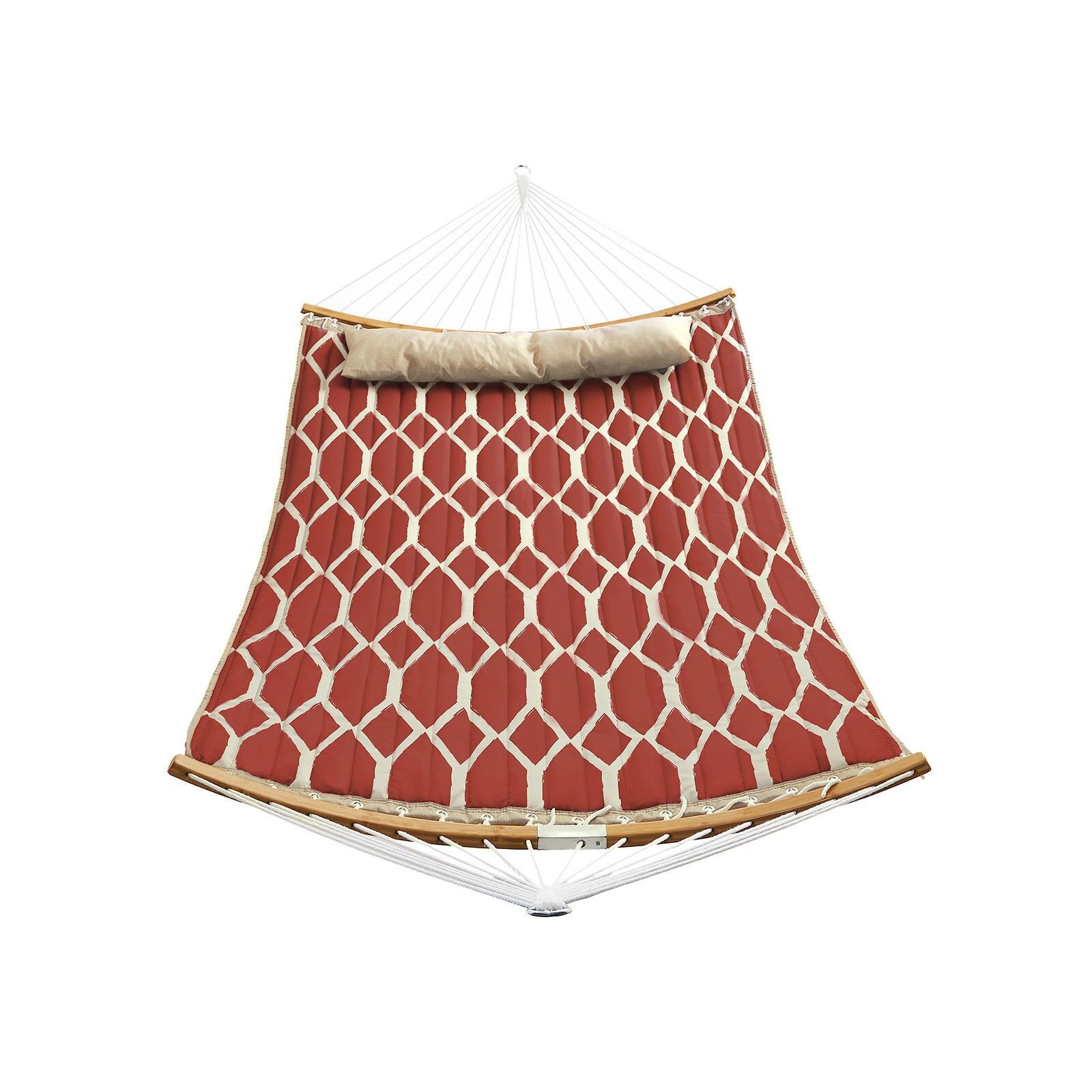Hamaca rombos rojos y beige, 200 x 140 cm