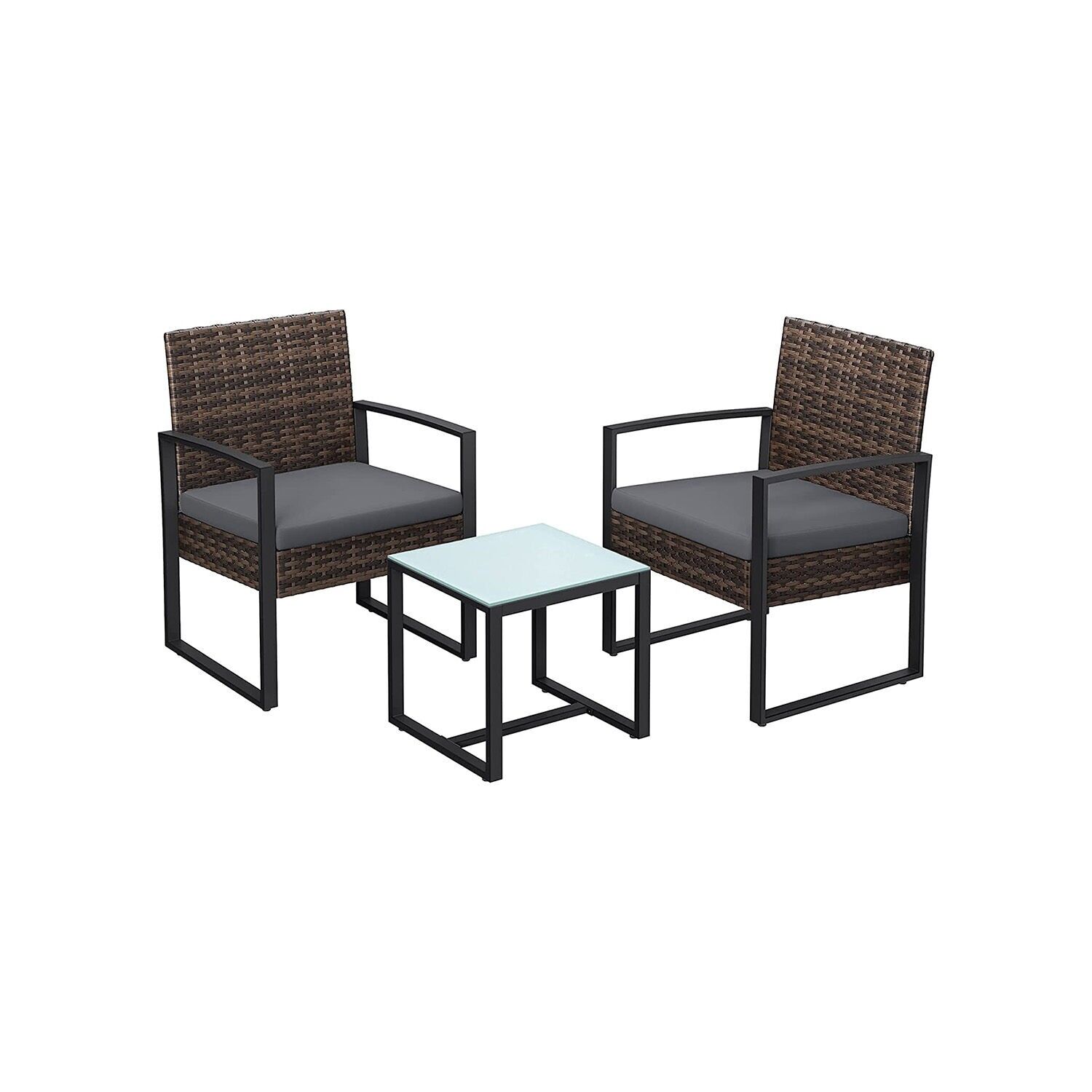 3-piece garden furniture set in rattan look, 57.5 x 53 x 76 cm (D x W x H) Table dimensions: 40 x 42 x 39 cm