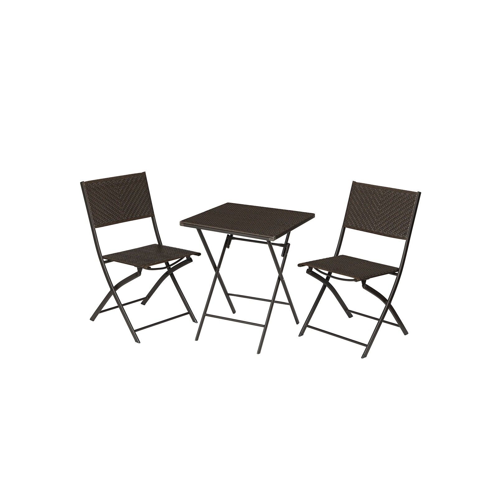 Ensemble de salon de jardin marron café, 45 x 45 x 83.5 cm (L x l x H) Dimensions de la table : 56 x 56 x 68.5 cm