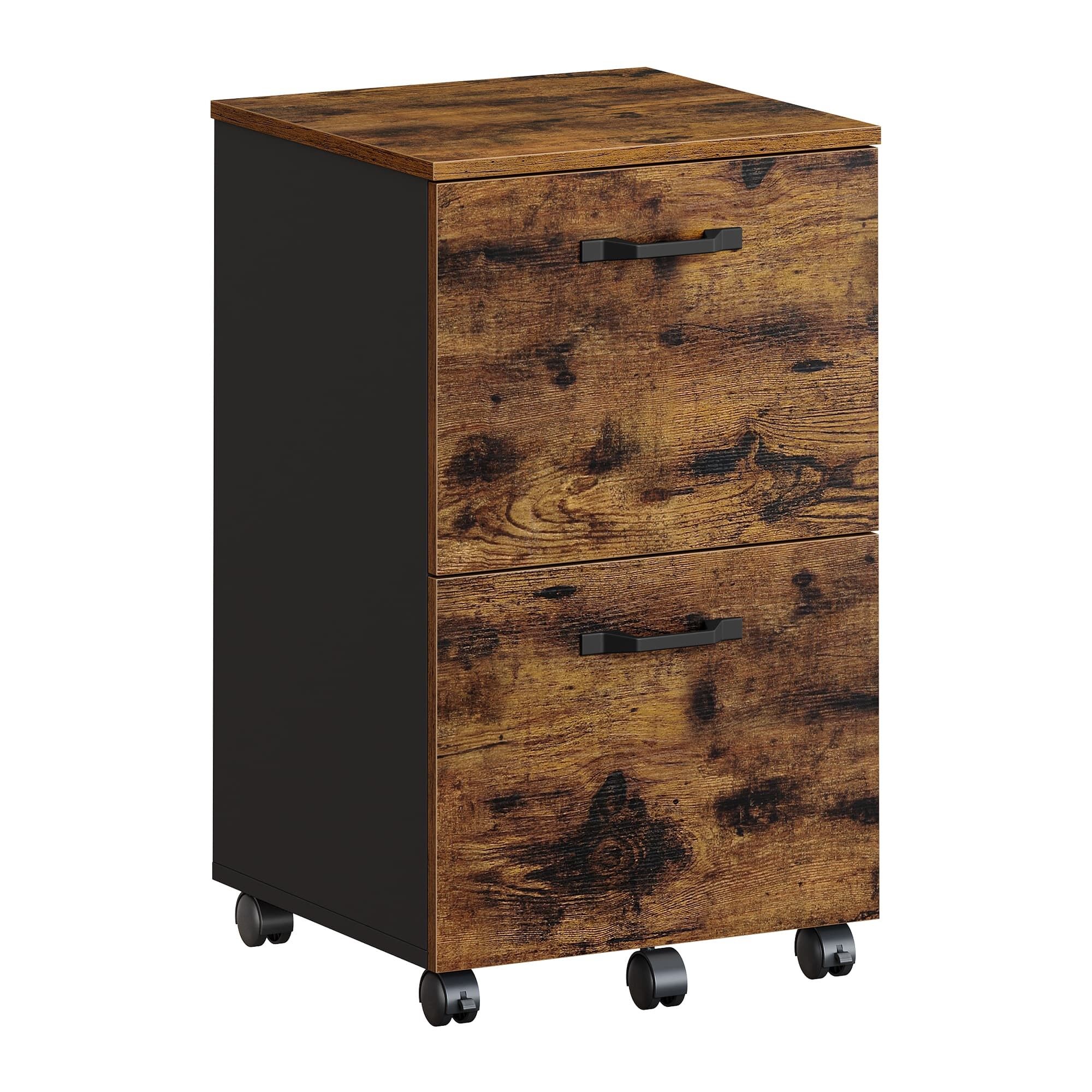 Poubelle à roulettes vintage marron-noir, 42 x 40 x 70 cm