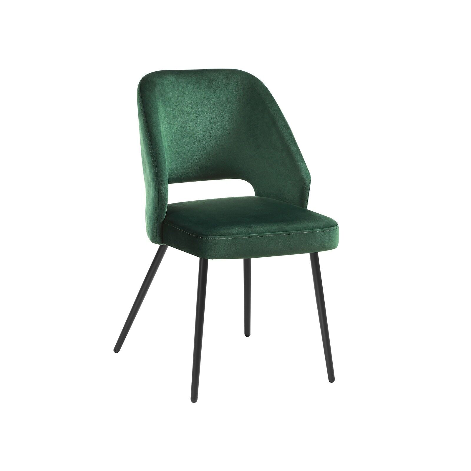 Set of 2 dining chairs with green velvet covers, 51 x 57 x 84 cm (L x W x H) Seat height: 48 cm Seat width: 46 cm Seat depth: 48 cm Backrest height: 36 cm