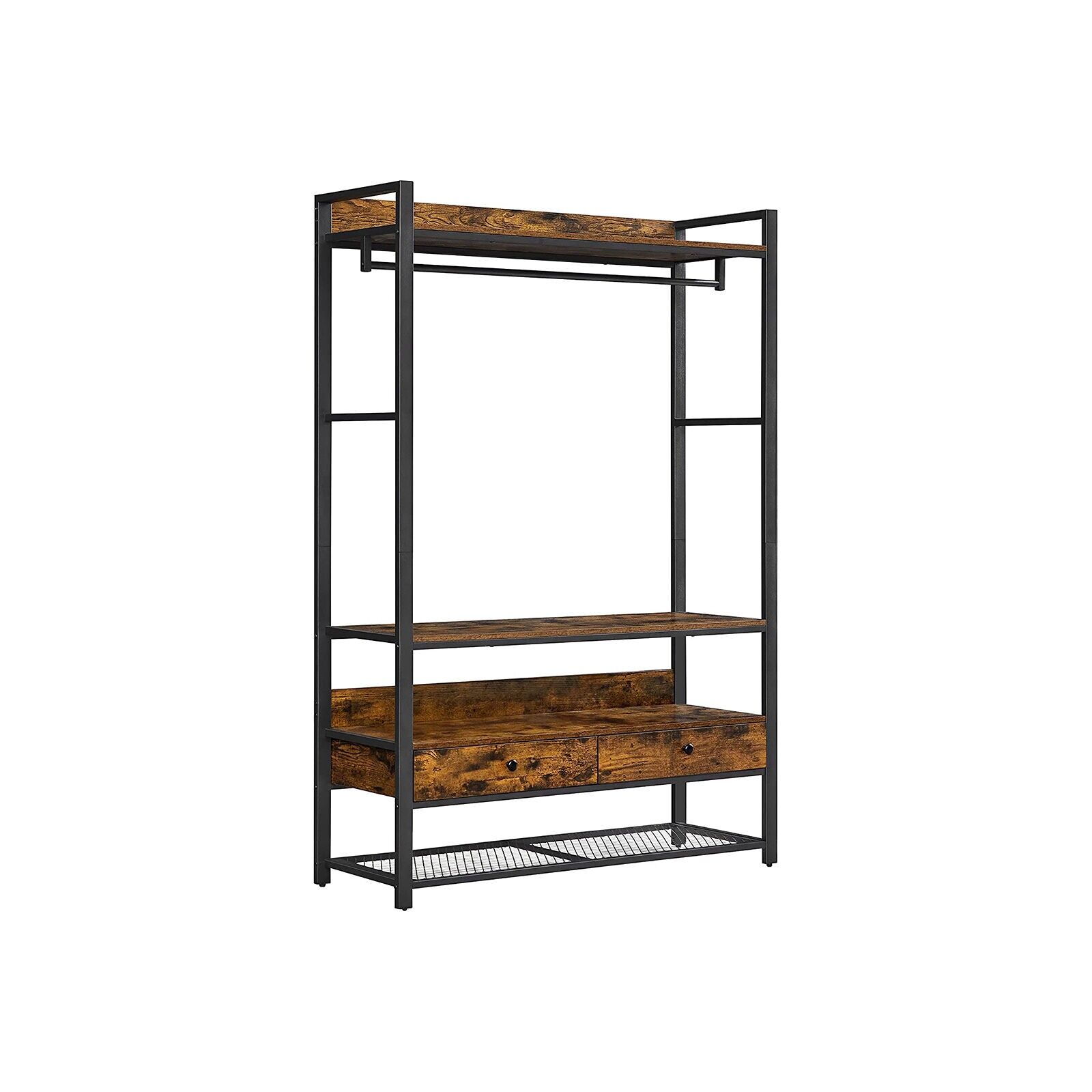 Armario abierto vintage marrón-negro, 120 x 40 x 180 cm