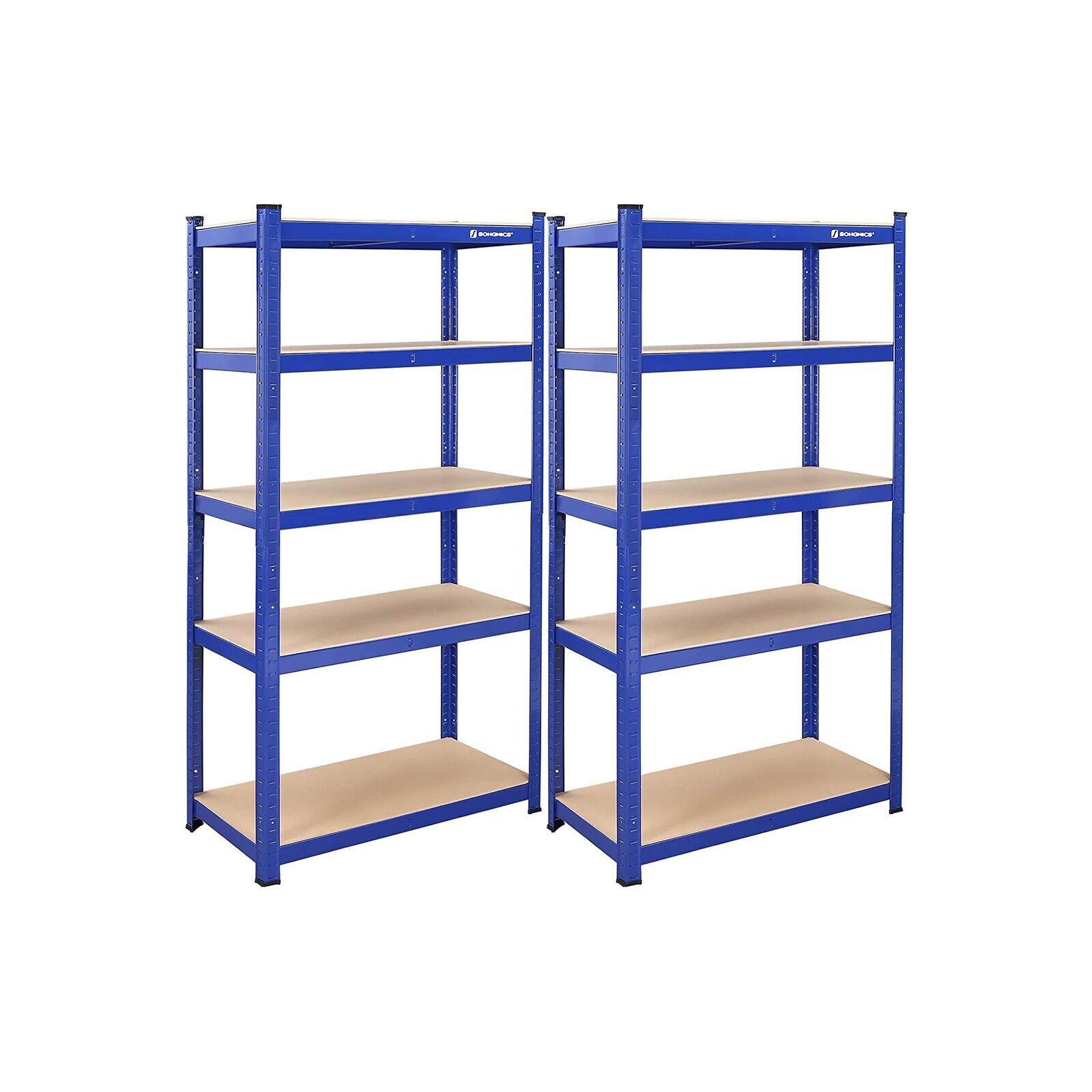 Storage shelf set of 2 with 5 adjustable shelves, blue, 180 x 90 x 45 cm