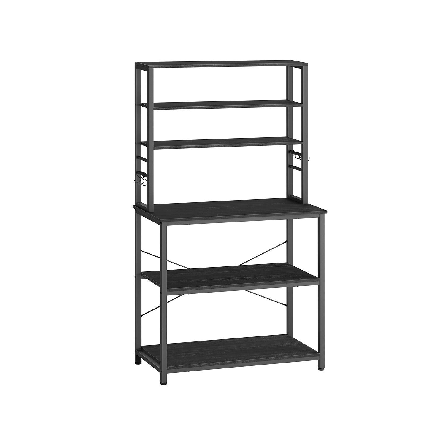 Estantería de cocina de diseño industrial con baldas y ganchos, 80 x 40 x 167 cm