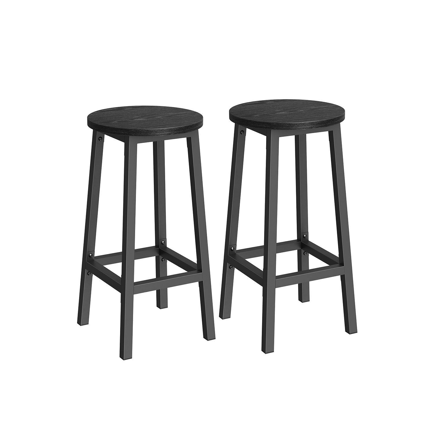 Bar stool set of 2 with footstool and metal frame, 32 x 65 cm
