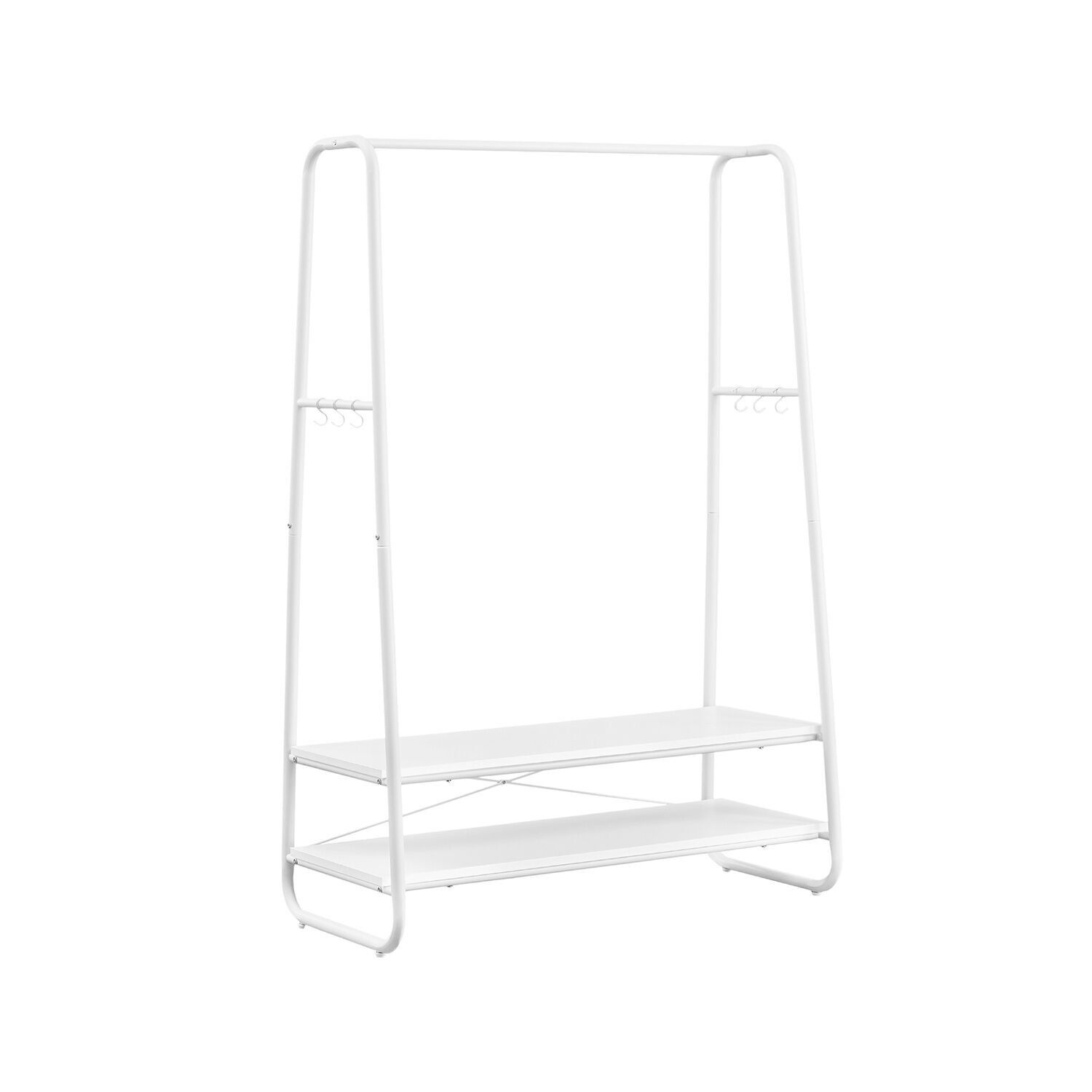Kleiderständer mit 2 Ablagen und 6 S-Haken, 45 x 100 x 160 cm