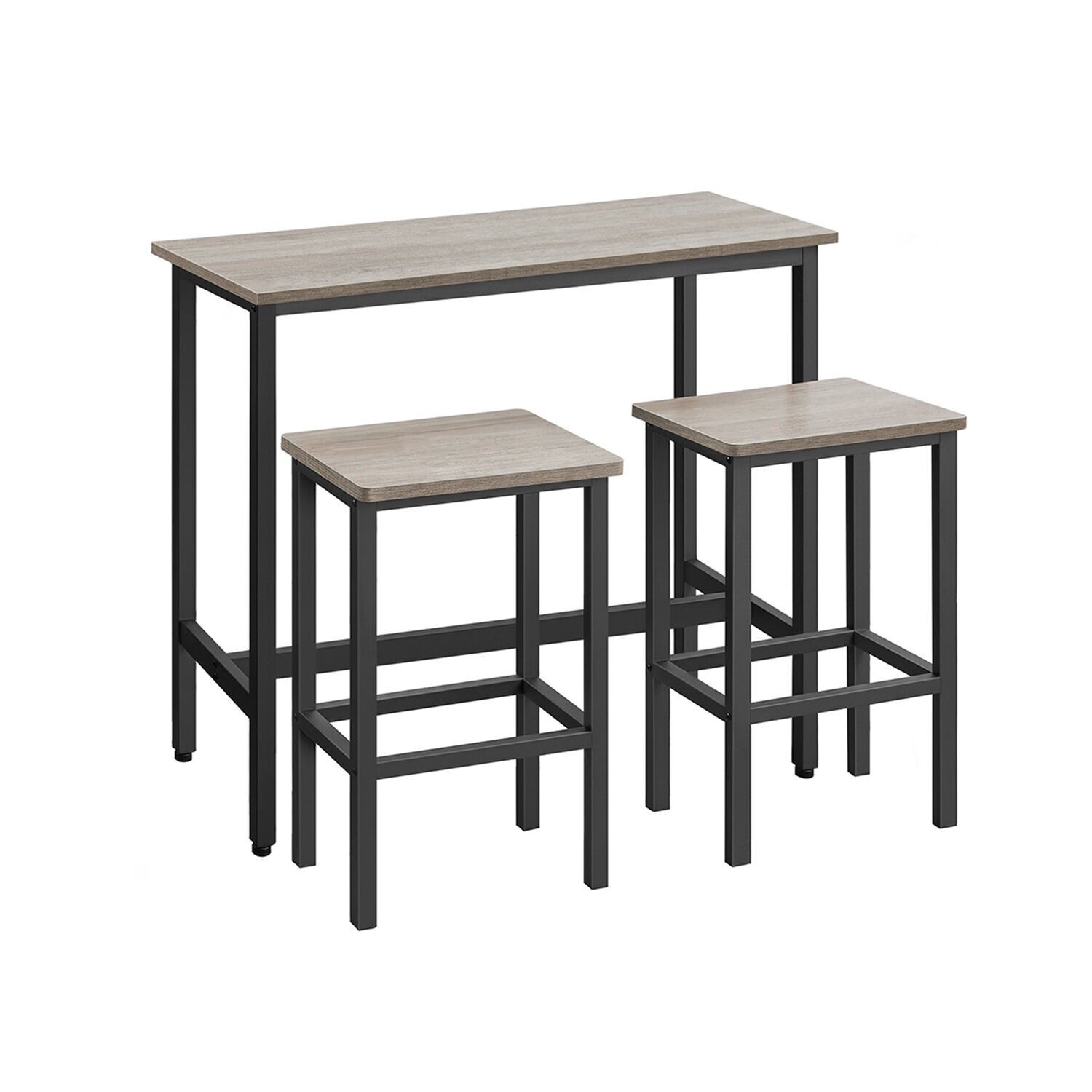 Bar table with bar stool set greige mottled-ink black, (100 x 40 x 90 cm) with 2 bar stools (each 30 x 40 x 65 cm