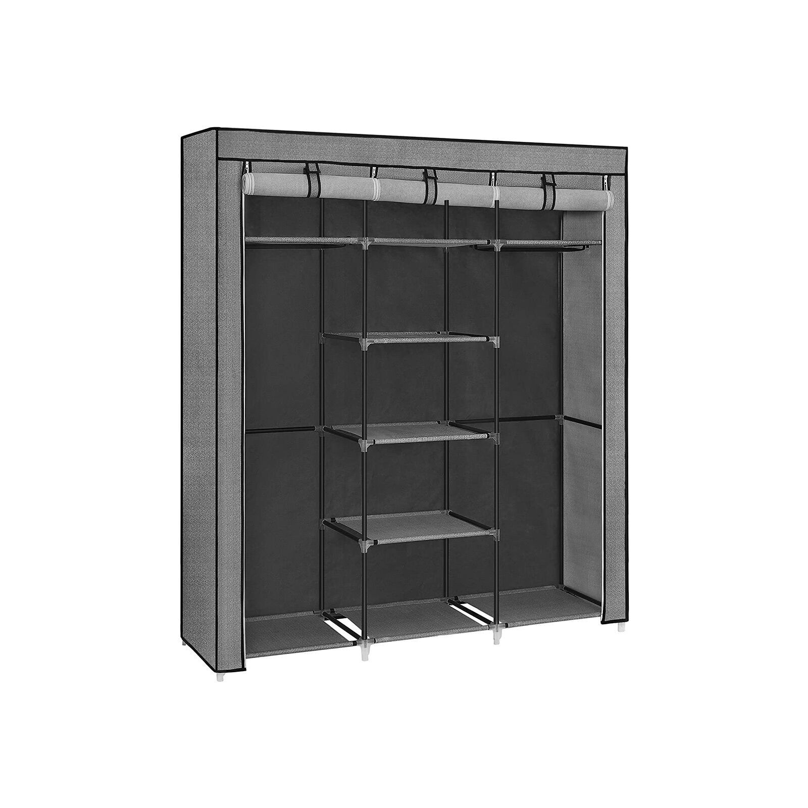 Großer Stoffkleiderschrank mit 2 Kleiderstangen, 150 x 45 x 175 cm
