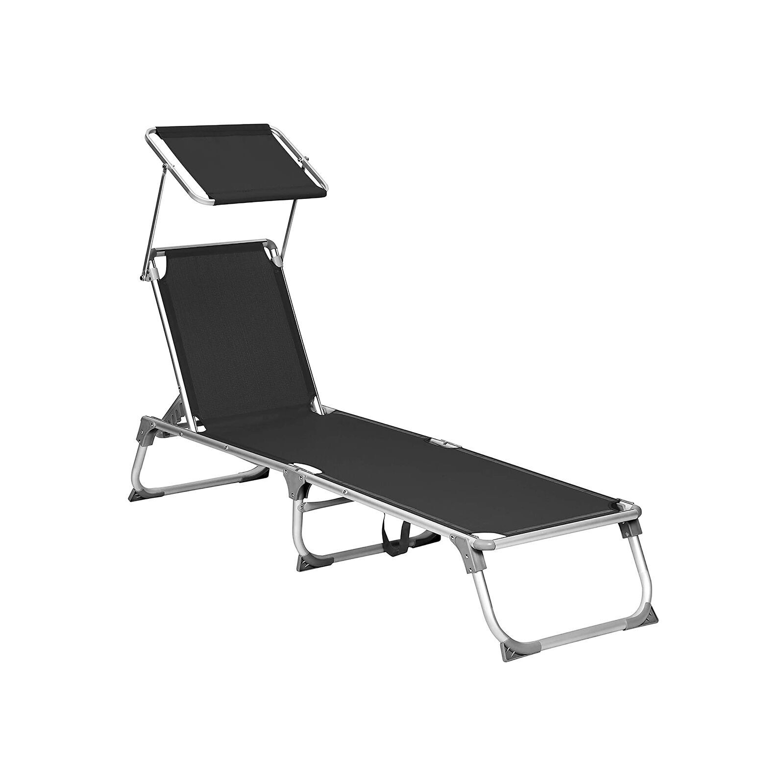 Klappbarer Loungesessel schwarz, 55 x 193 x 31 cm