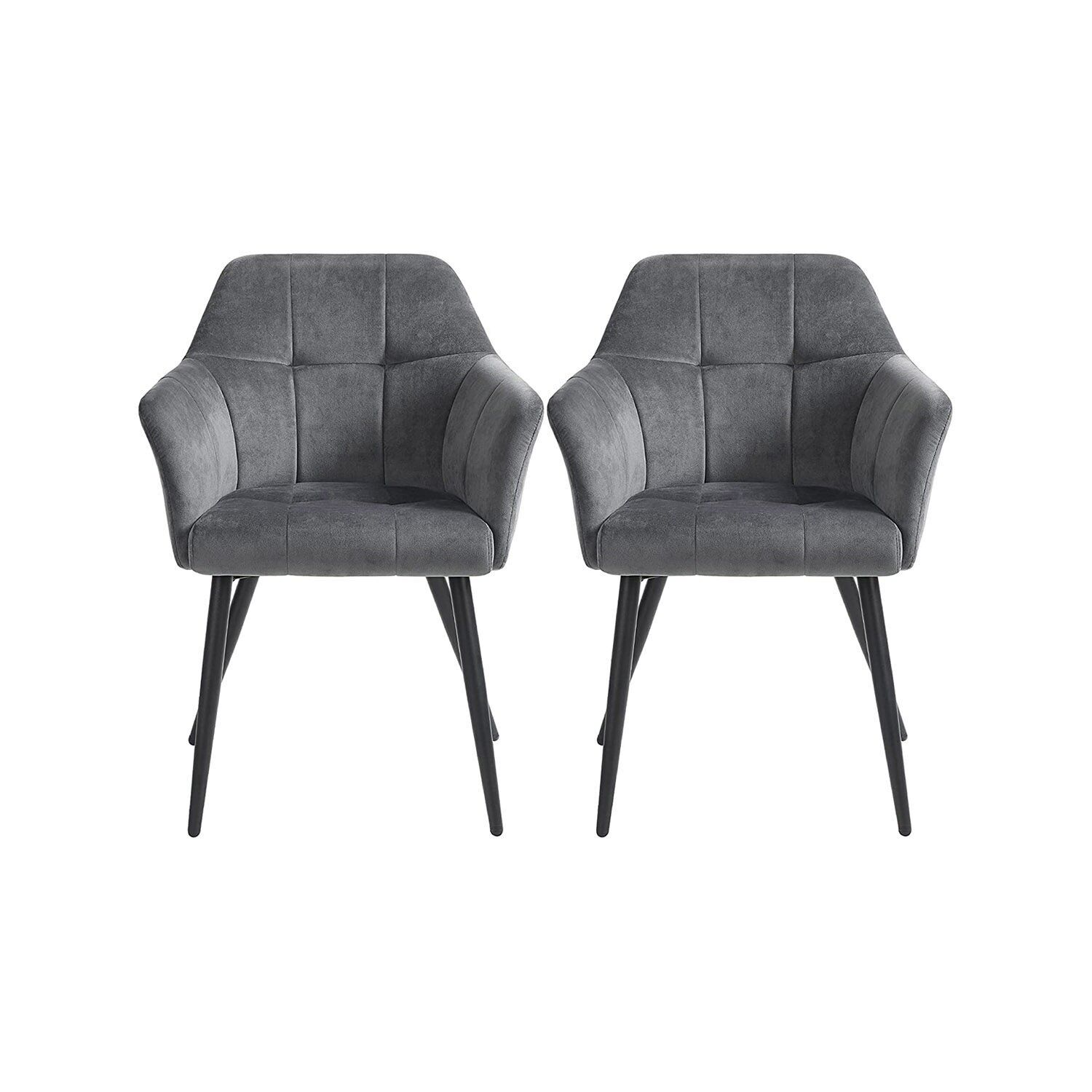 Set of 2 upholstered dining chairs, 61 x 60 x 86.5 cm (L x W x H) Seat height: 50 cm Seat width: 44 cm Seat depth: 44 cm Backrest height: 46.5 cm Armrest height (from floor): 68.5 cm