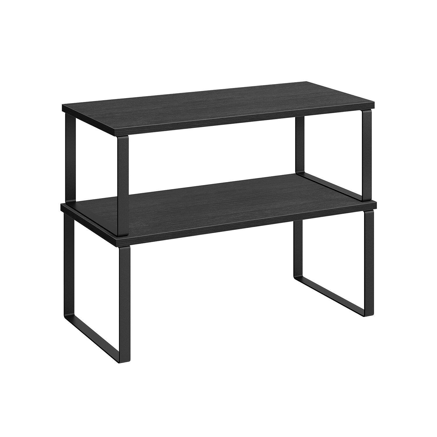 Juego de 2 especieros extensibles y apilables, color negro tinta-negro ébano, 19.5 x 39.7 x 15.Dimensiones del estante pequeño: 8 cm (profundidad x anchura x altura).5 x 39.7 x 13.7 centímetros