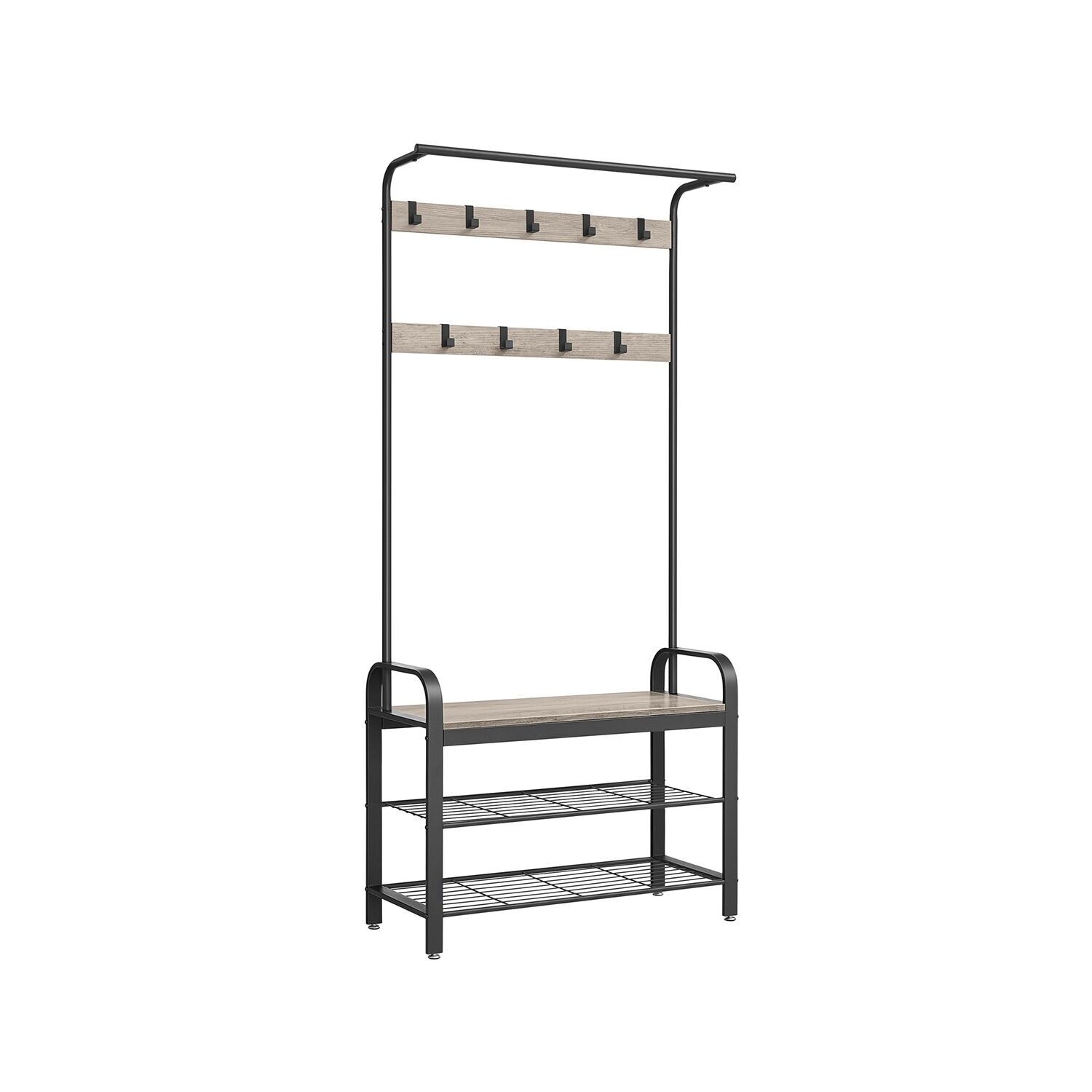 Garderobenständer mit 9 Haken, 32 x 70 x 175 cm (T x B x H) - Sitzfläche: 32 x 70 cm