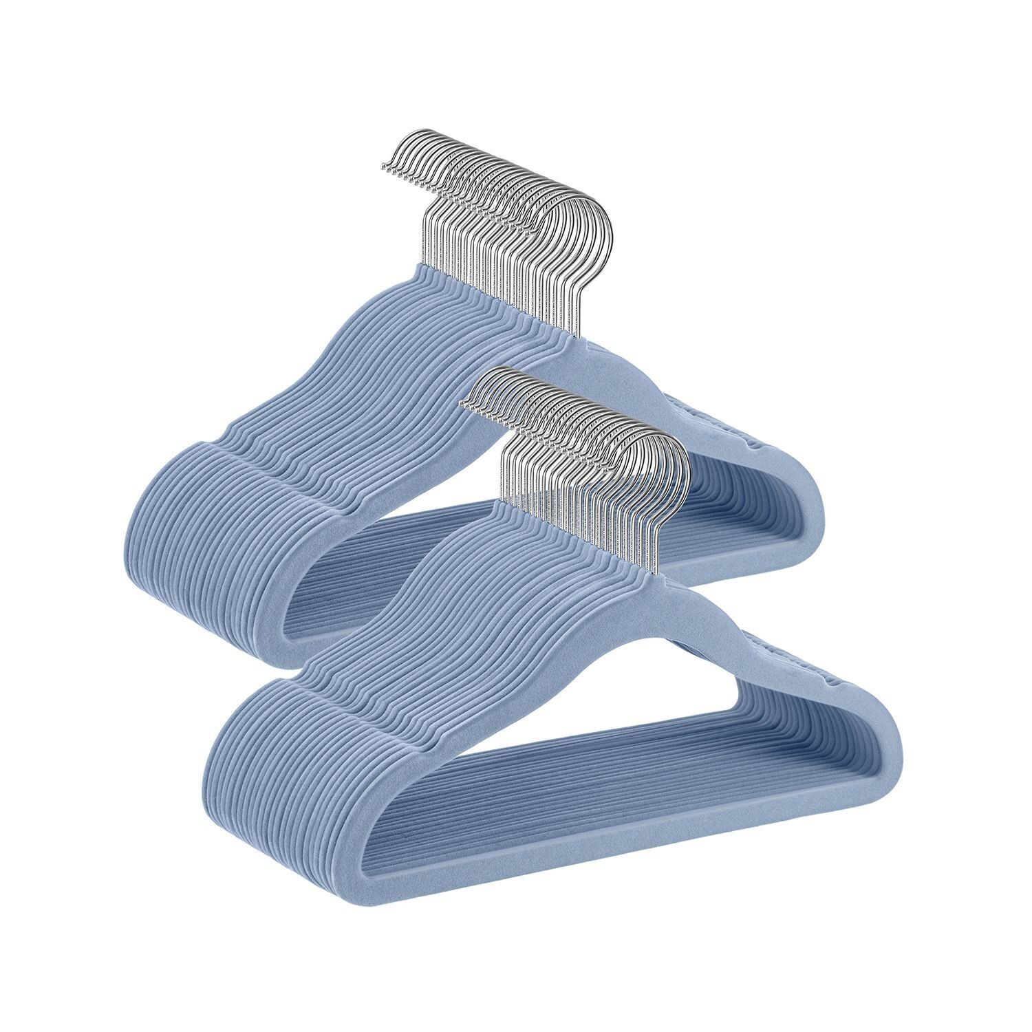 Lot de 50 cintres pour enfants avec crochets rotatifs à 360°, bleu clair, 30 x 20.5 cm