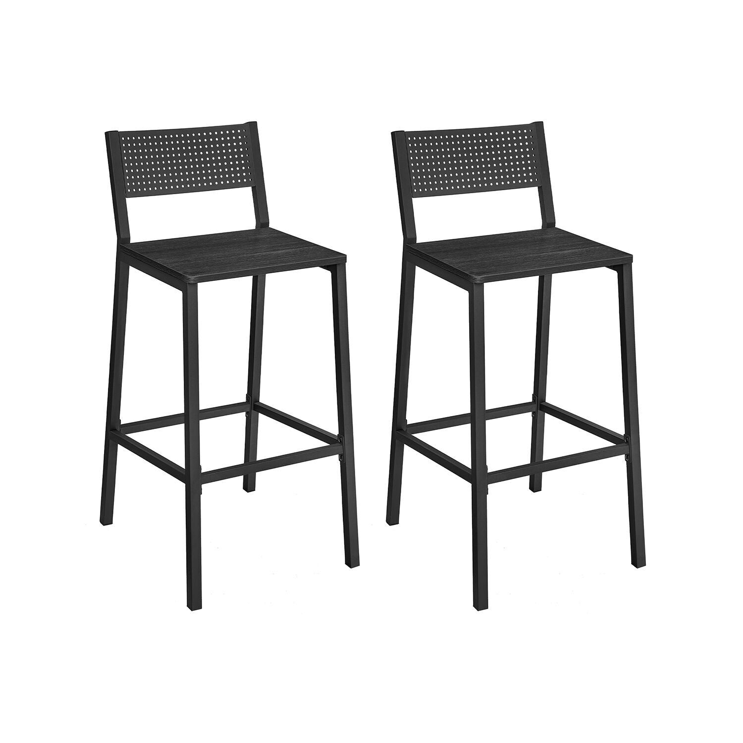 Industrial design bar stools set of 2 anthracite and black, 50.7 x 43.1 x 97.2 cm