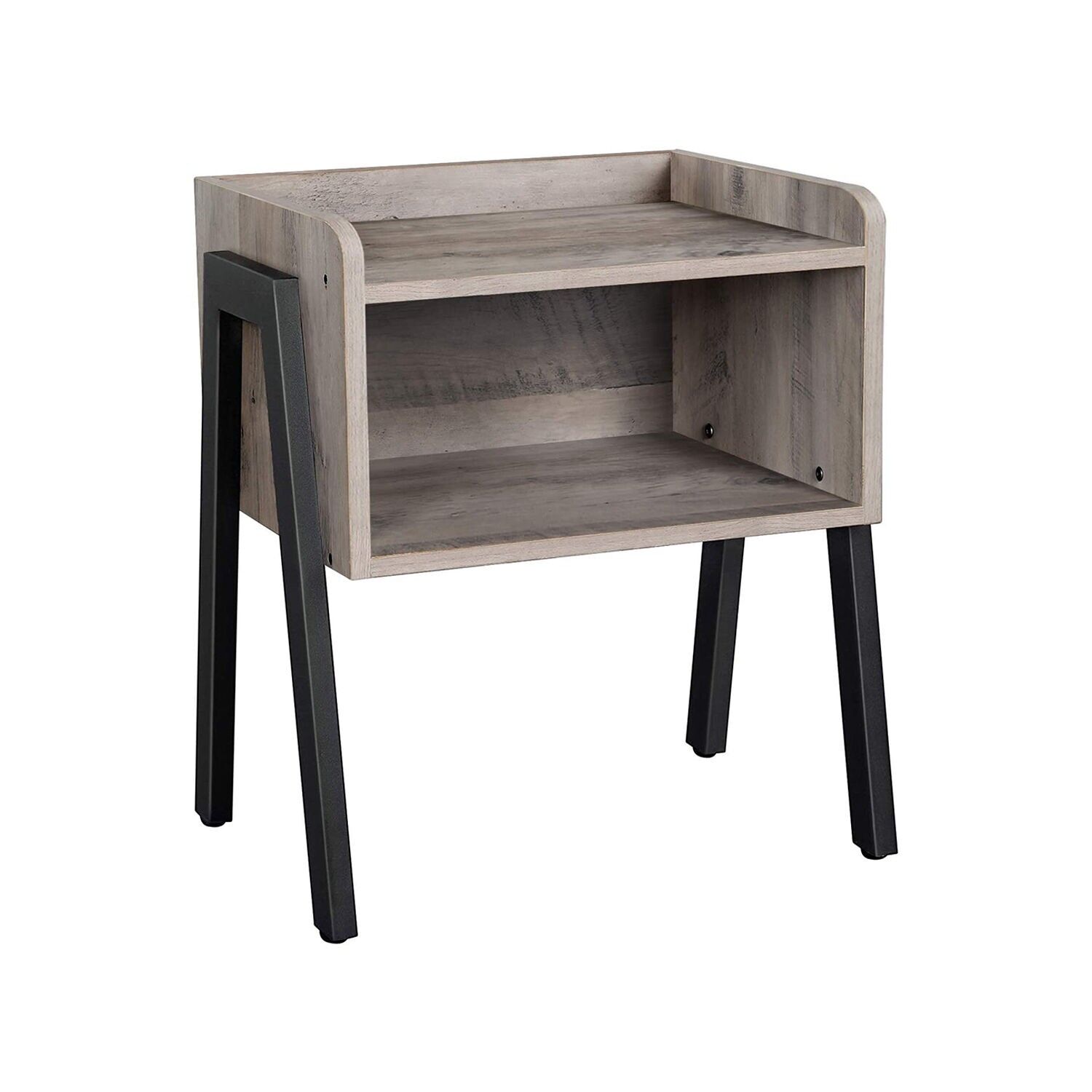 Bedside table greige-black, 42 x 35 x 52 cm (L x W x H) - Internal dimensions of the open compartment: 39 x 33.5 x 18 cm
