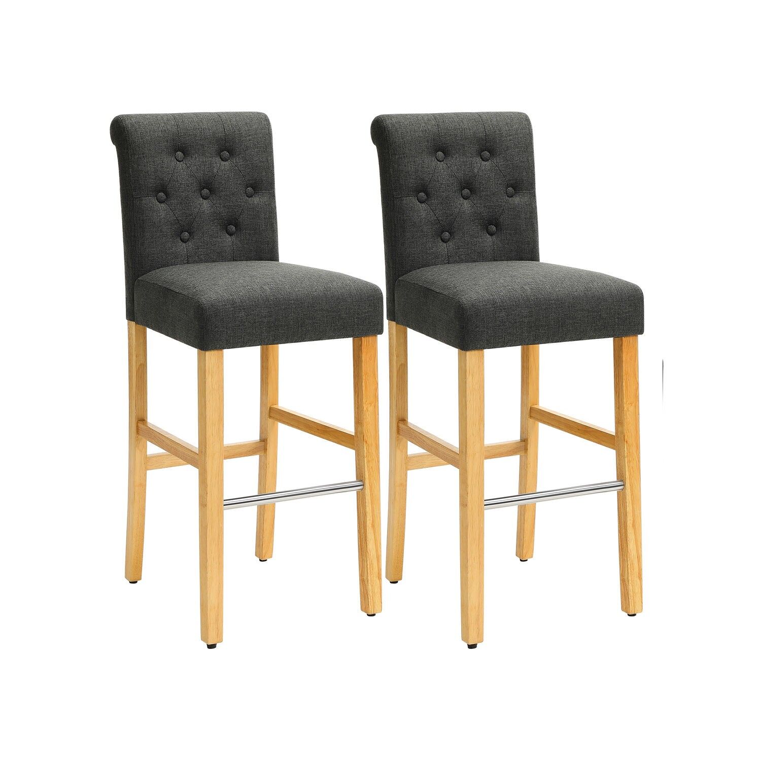 Bar stools with backrest, set of 2, 44.5 x 54 x 107 cm