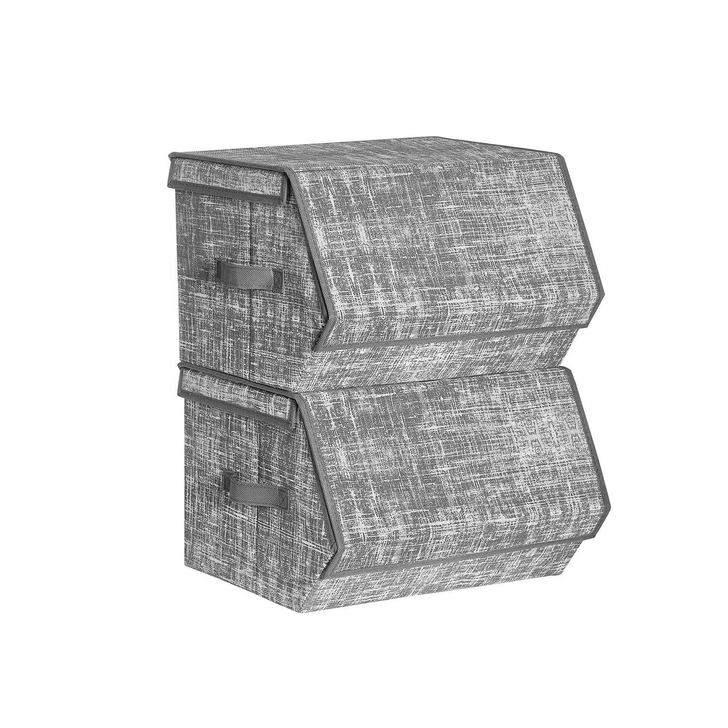 Lot de 2 boîtes en tissu empilables, 38 x 35 x 25 cm