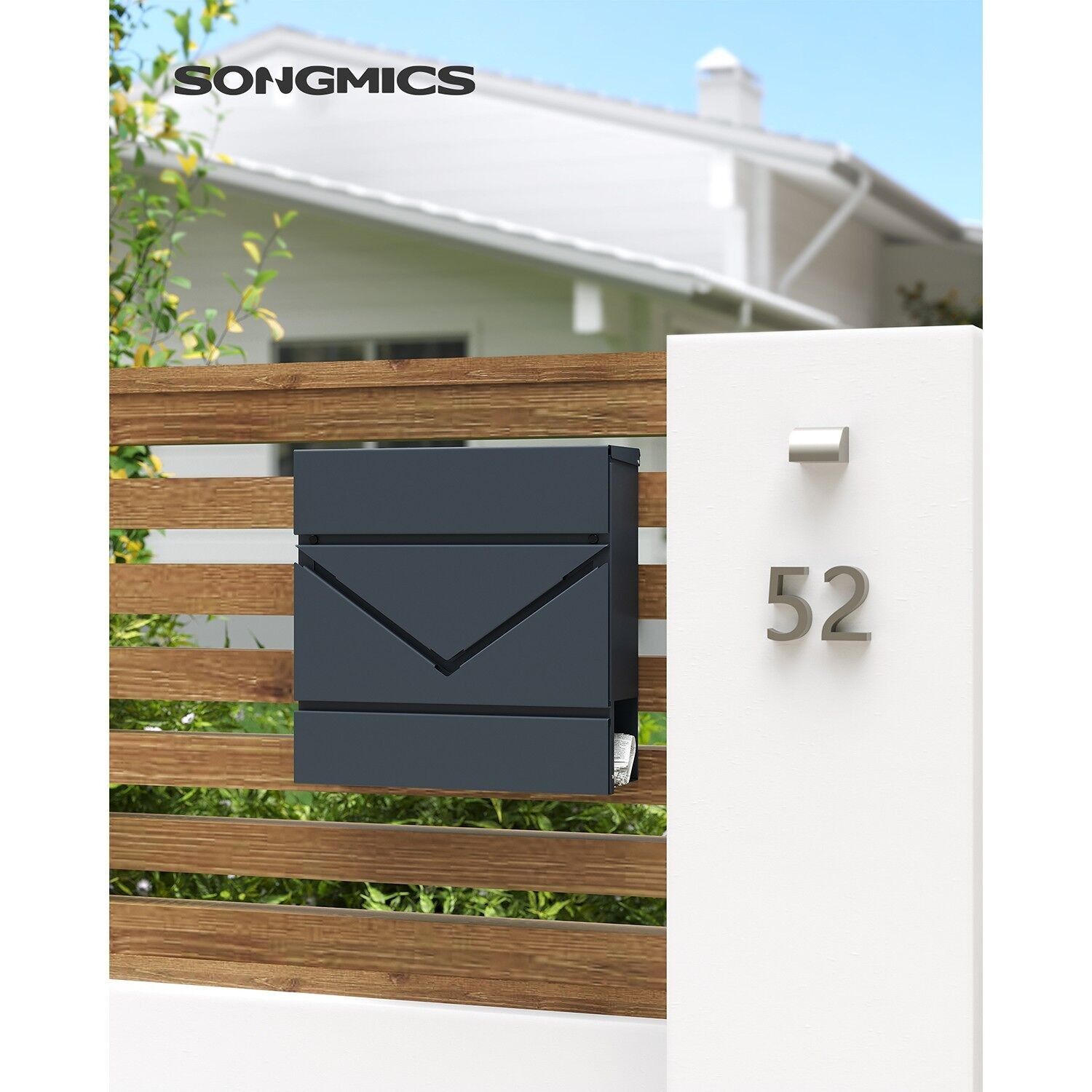 Briefkasten mit Zeitungsfach, 37 x 10.5 x 37 cm