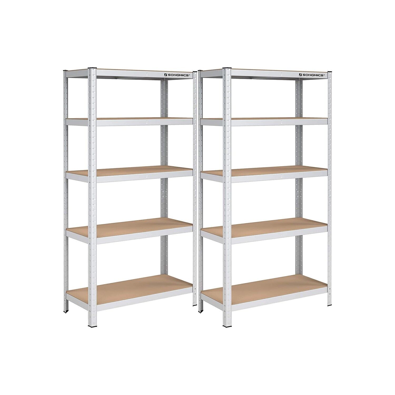 Set of 2 storage shelves 180 cm high silver