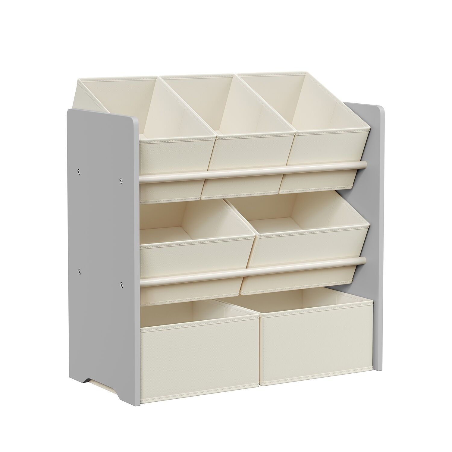 Children's shelf with 7 storage compartments made of non-woven fabric, dove grey, 29.5 x 62.5 x 60 cm